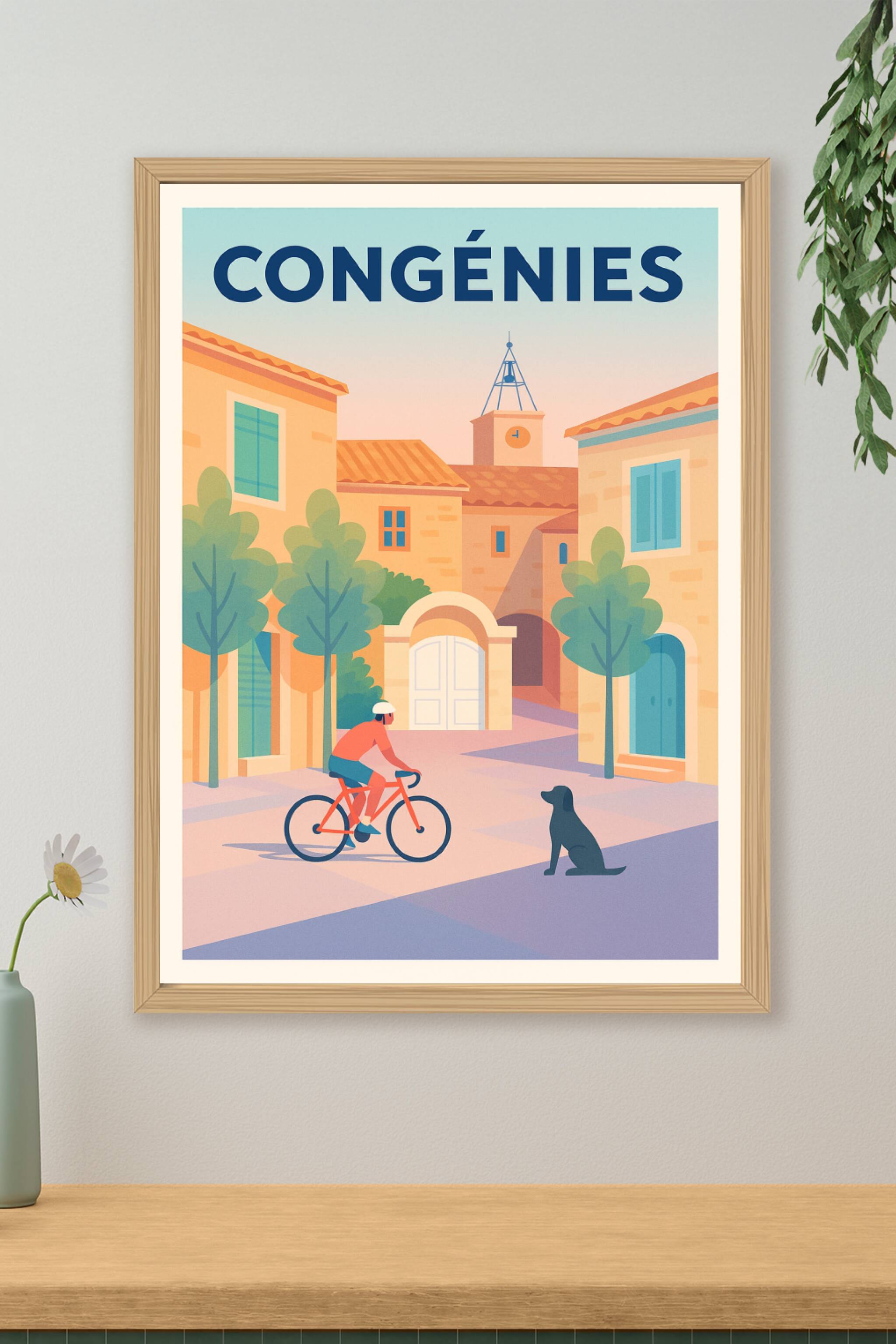 Affiche de Congénies - L'art de vivre à vélo sous le soleil du Sud