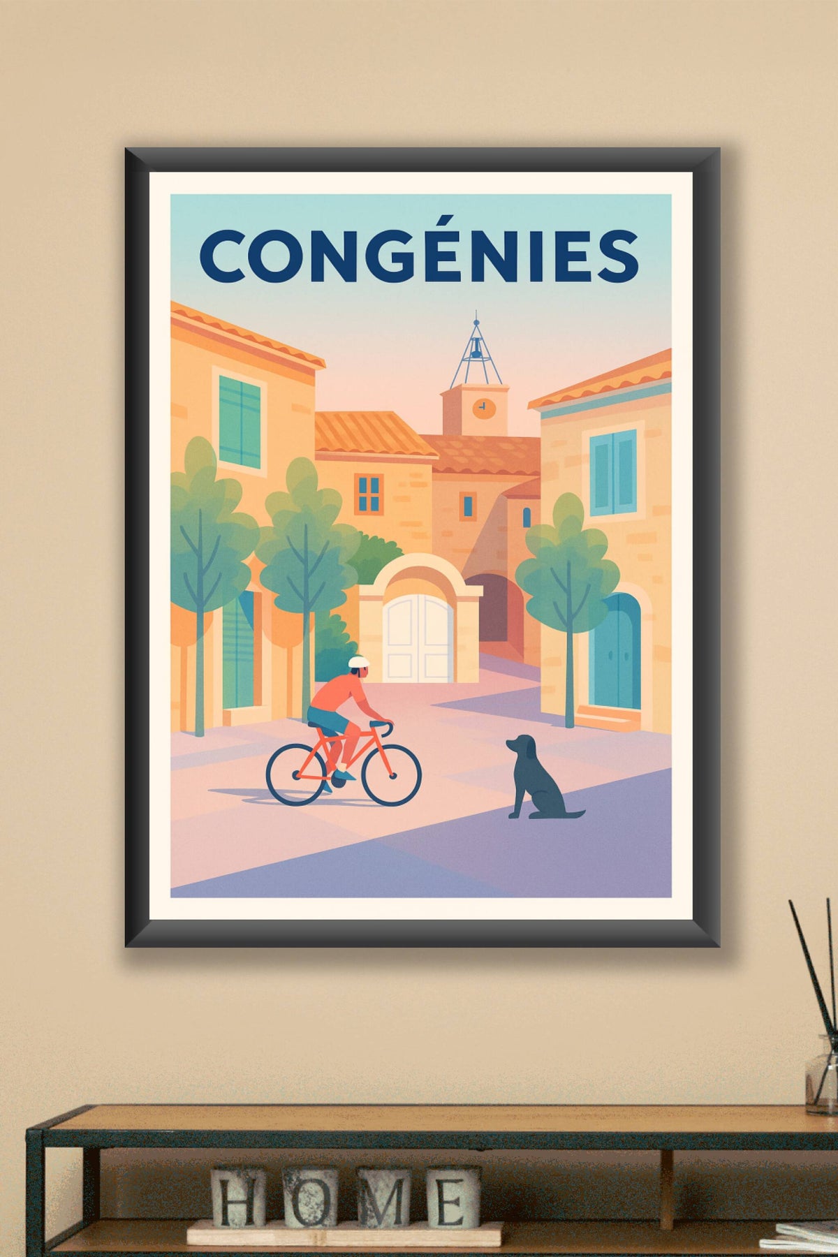 Affiche de Congénies - L'art de vivre à vélo sous le soleil du Sud