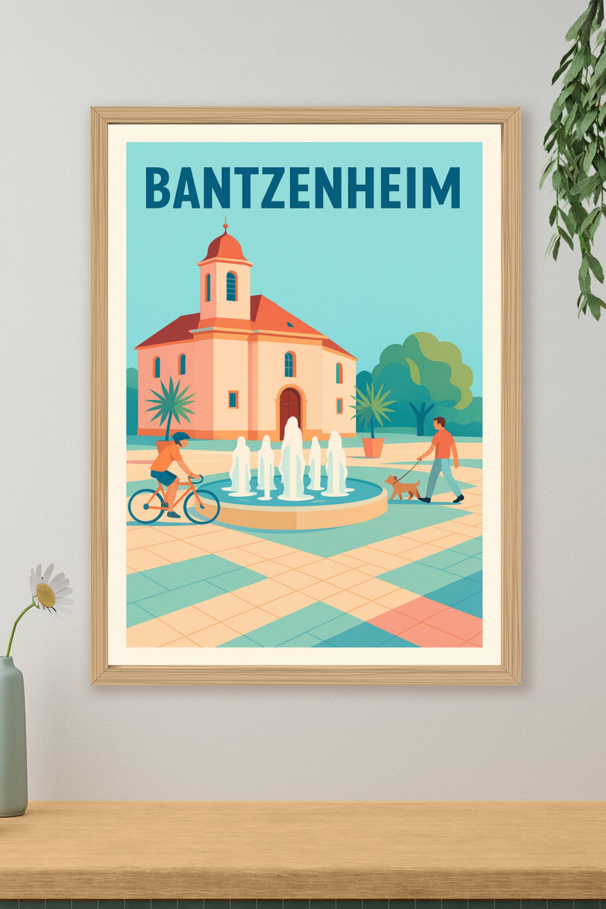 Affiche de Bantzenheim - L'élégance tranquille d'une place paisible