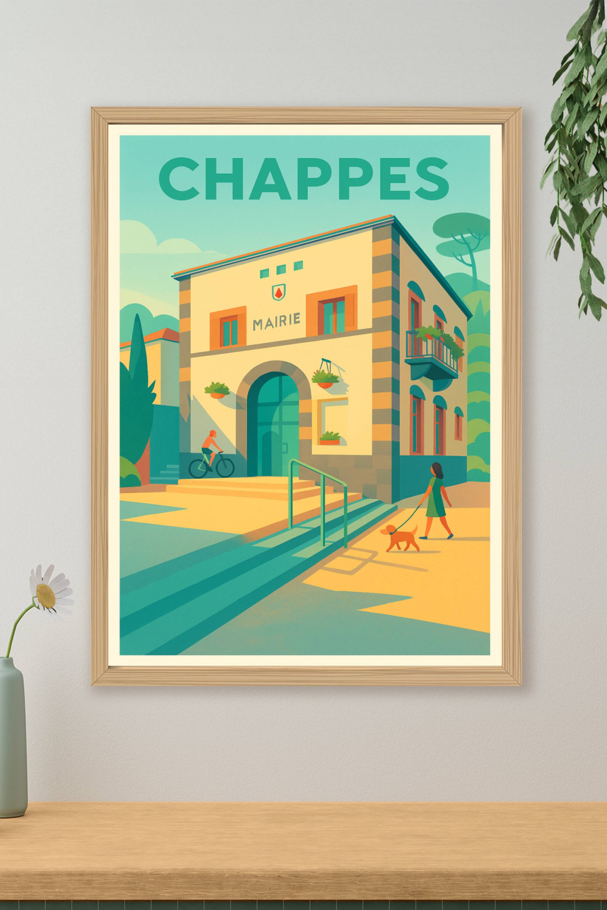 Affiche de Chappes - L'élégance tranquille de la mairie au soleil