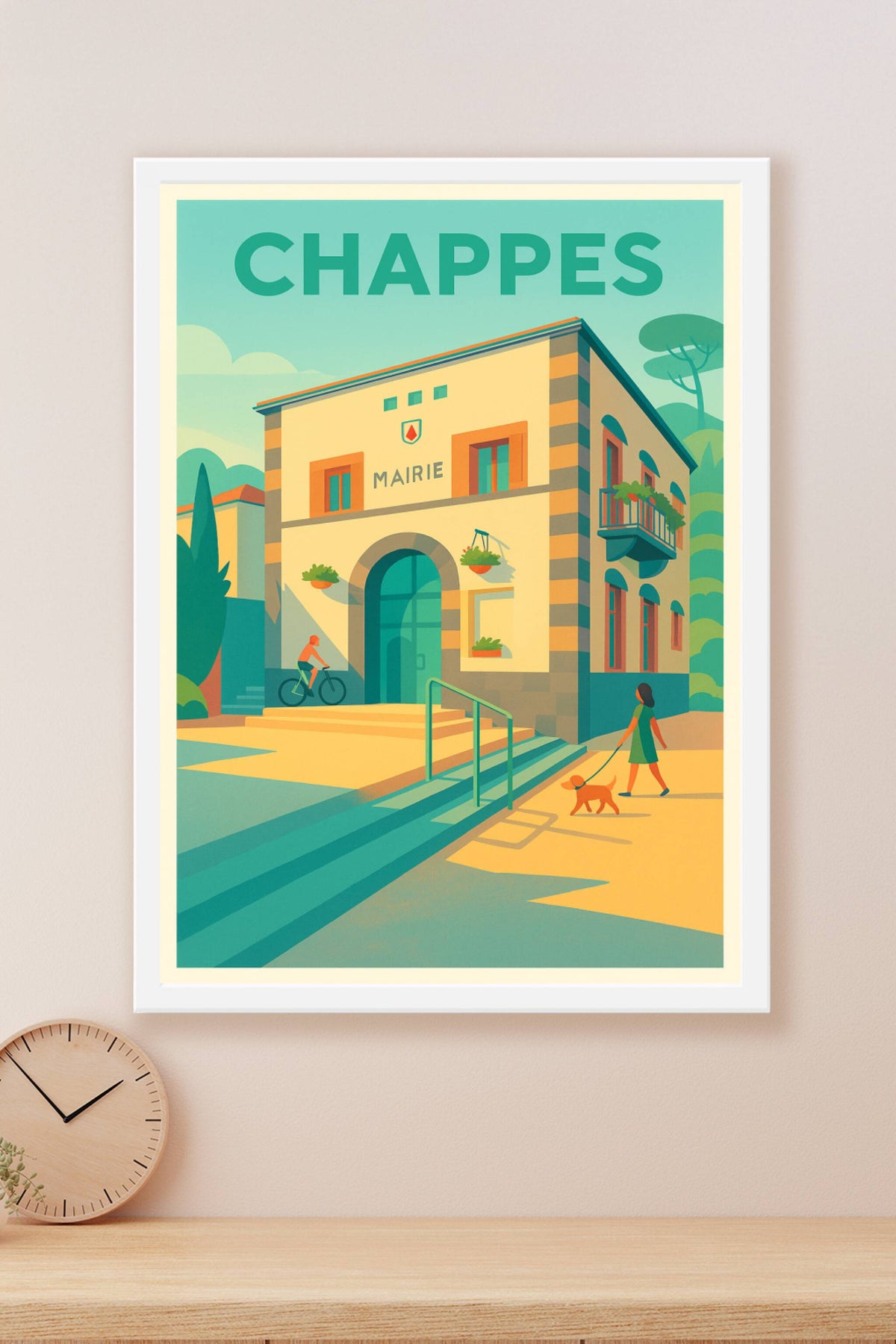 Affiche de Chappes - L'élégance tranquille de la mairie au soleil