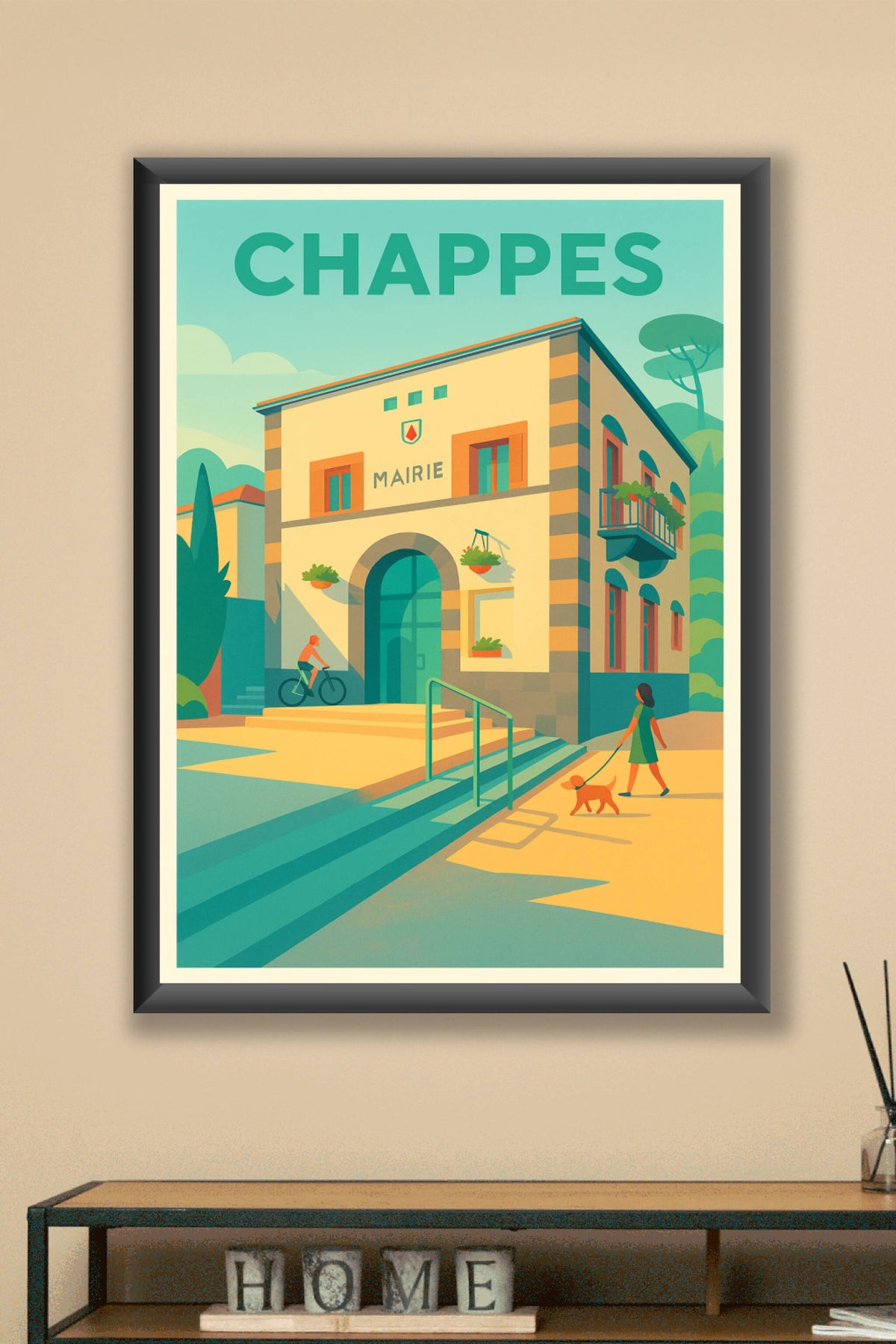 Affiche de Chappes - L'élégance tranquille de la mairie au soleil