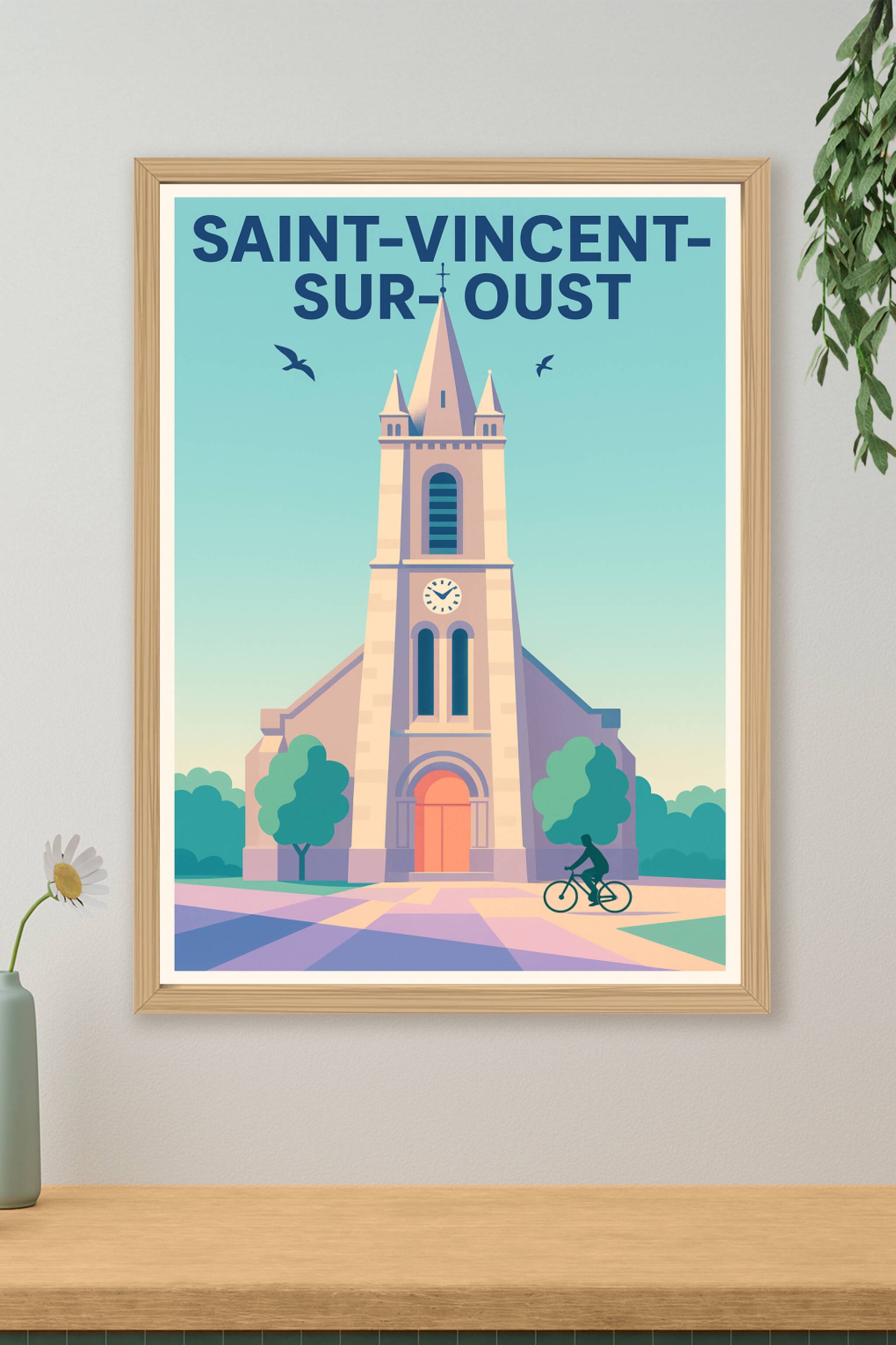 Affiche de Saint-Vincent-sur-Oust - L'élégance intemporelle de son clocher