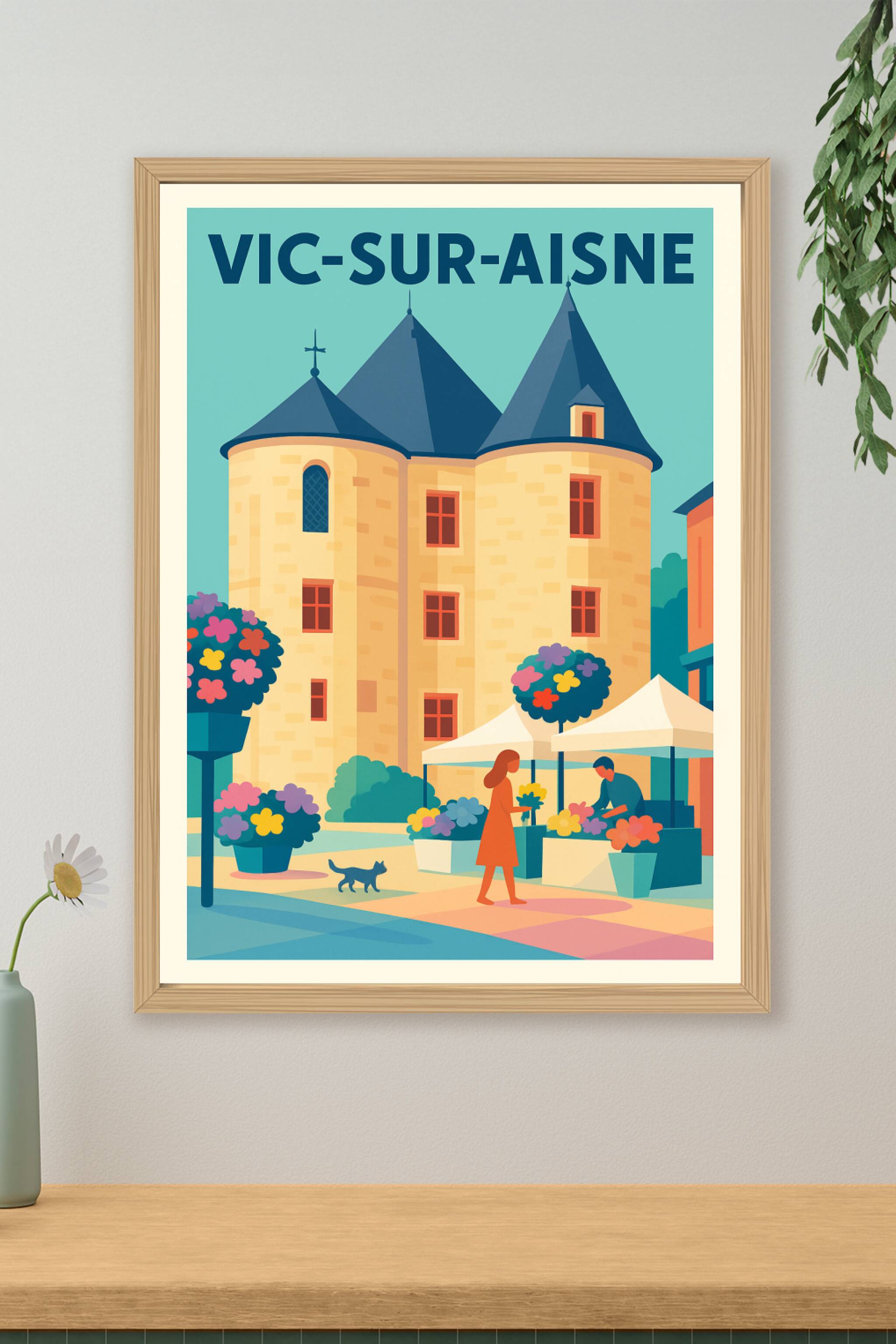Affiche de Vic-sur-Aisne - L'élégance paisible d'un marché fleuri