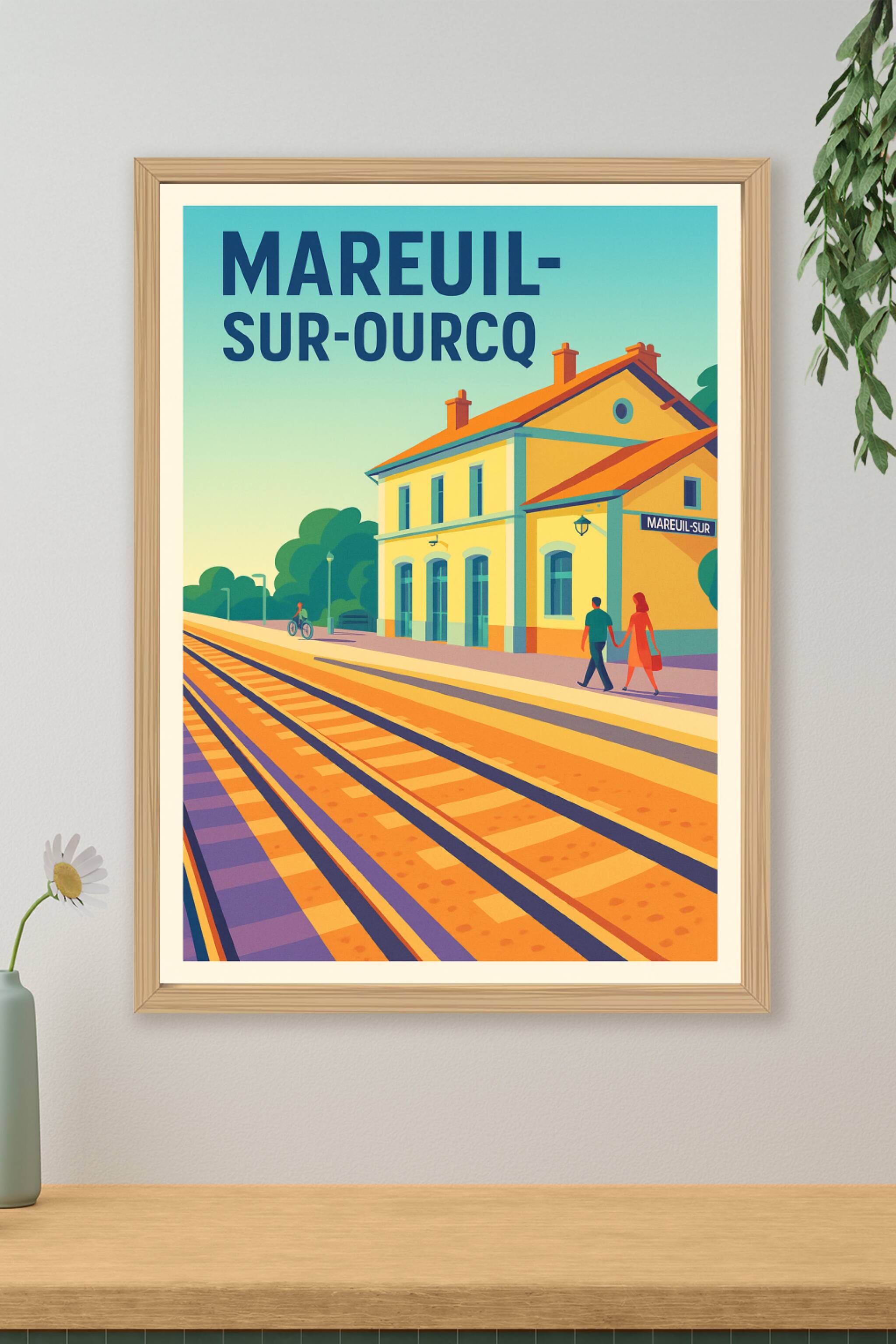 Affiche de Mareuil-sur-Ourcq - L'élégance d'une halte ferroviaire