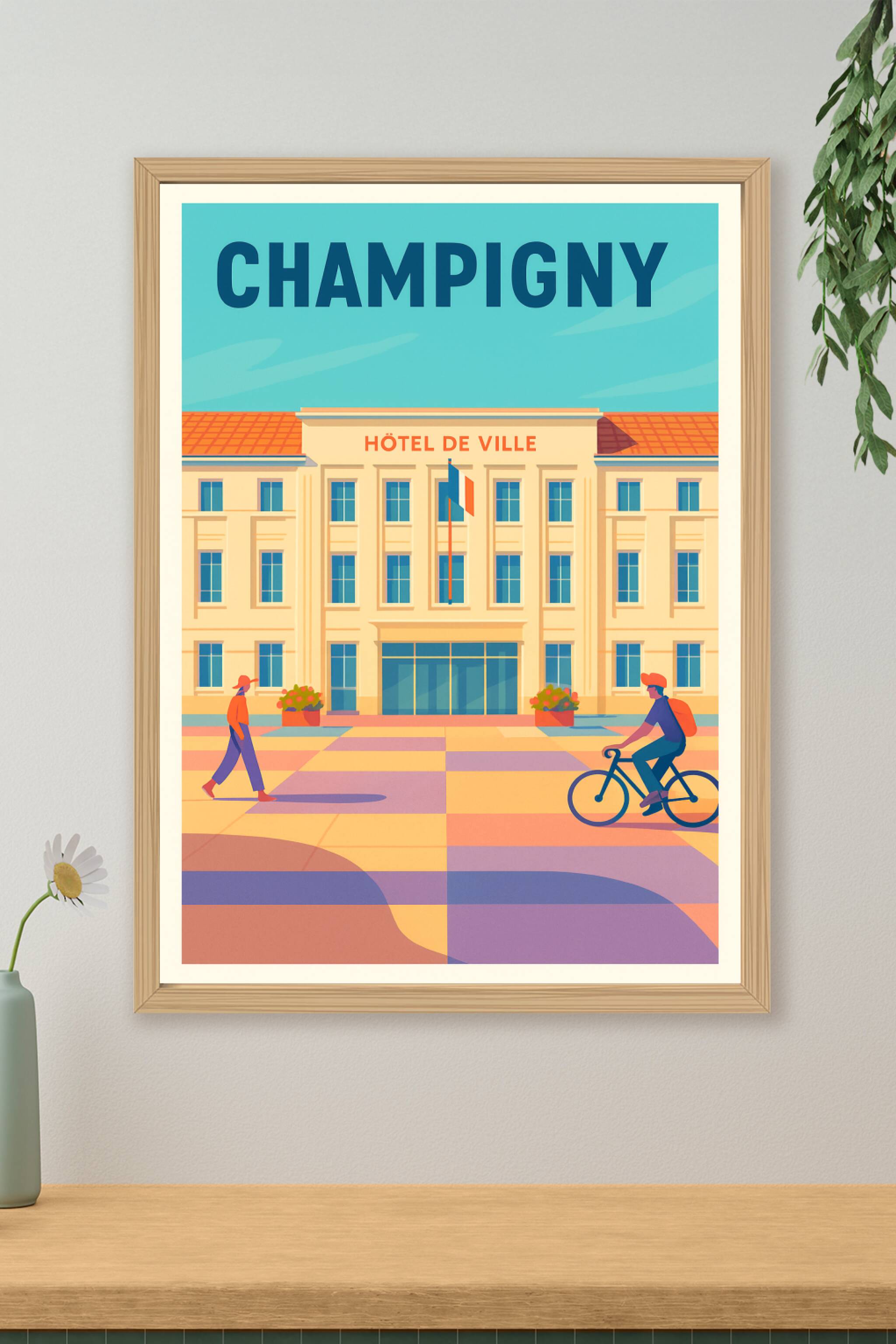 Affiche de Champigny - L'élégance de l'Hôtel de Ville en affiche