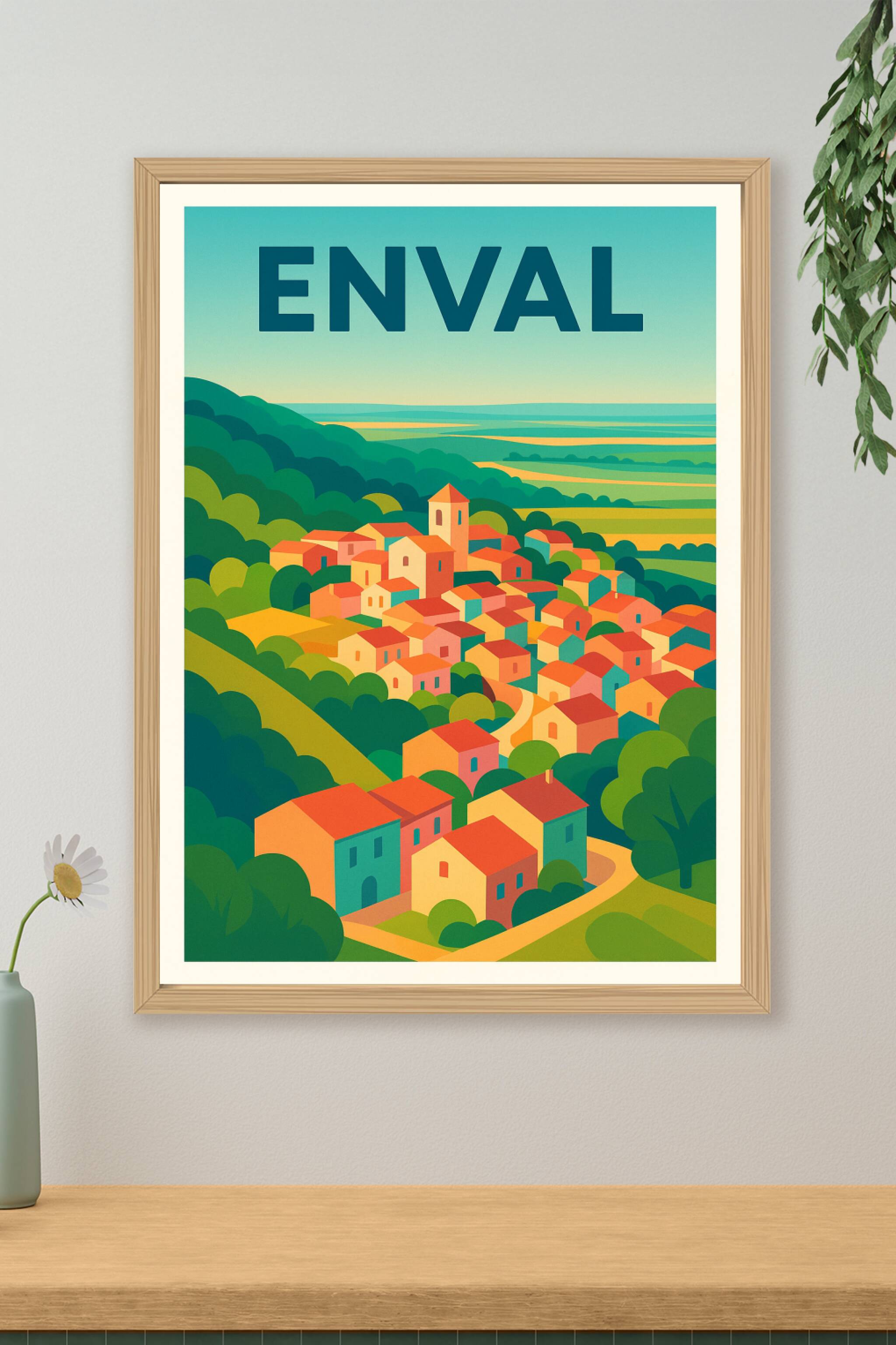 Affiche de Enval - Vue colorée du charmant village