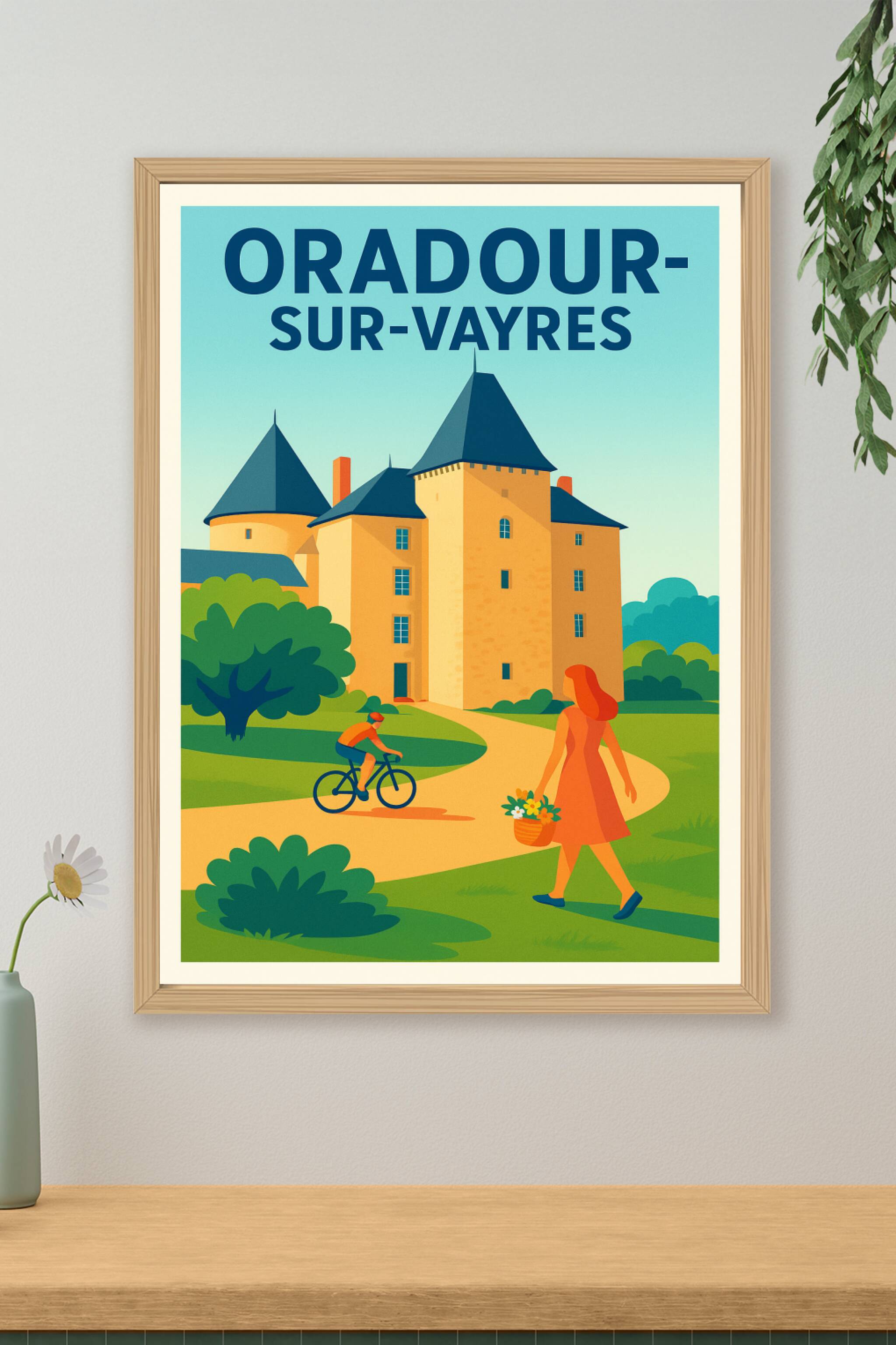 Affiche de Oradour-sur-Vayres - L'élégance d'un château au cœur de la campagne