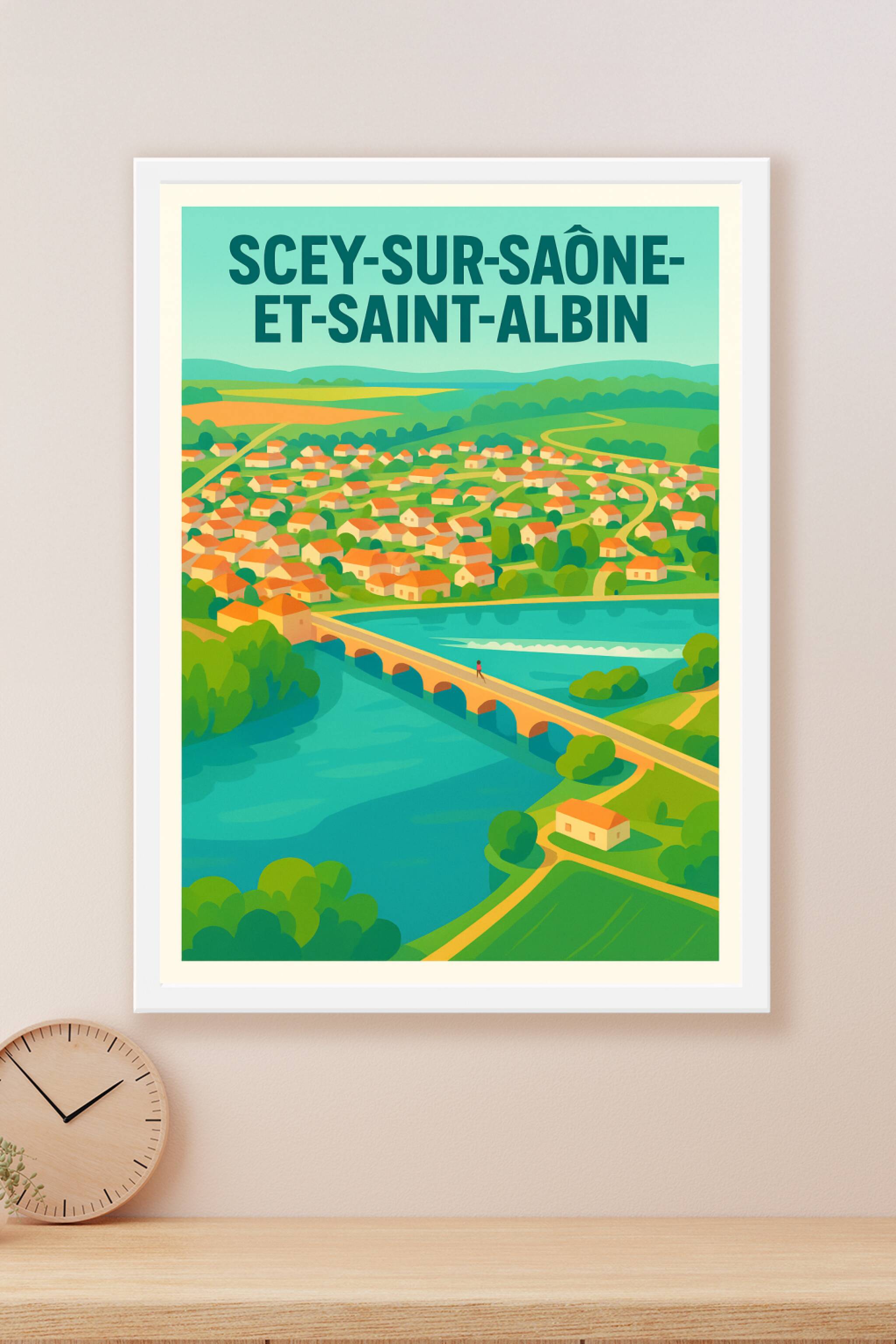Affiche Scey-sur-Saône-et-Saint-Albin — Charme et sérénité au fil de l'eau · poster d'art de Scey-sur-Saône-et-Saint-Albin