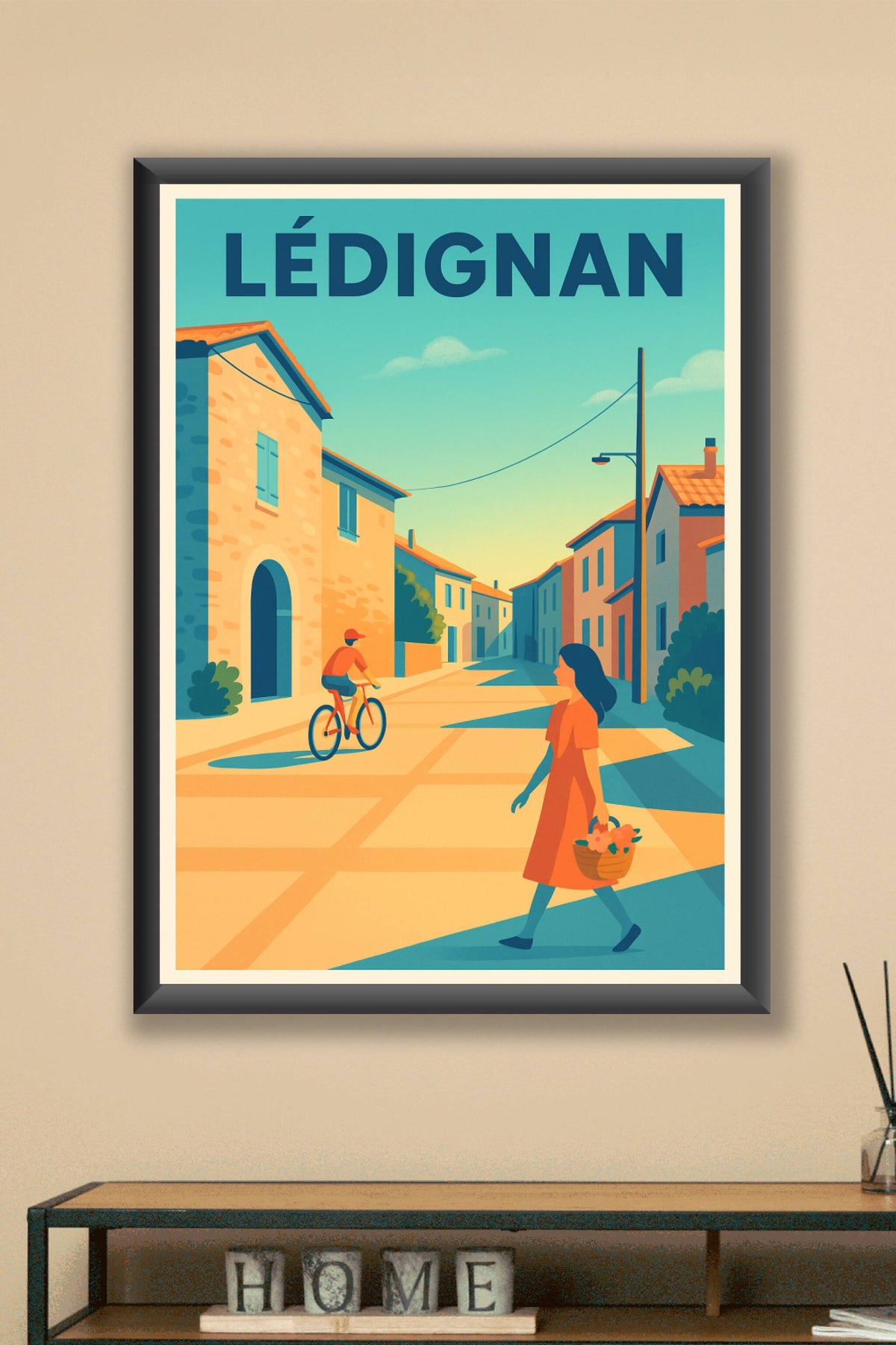 Affiche de Lédignan - Charme et douceur d'une rue ensoleillée