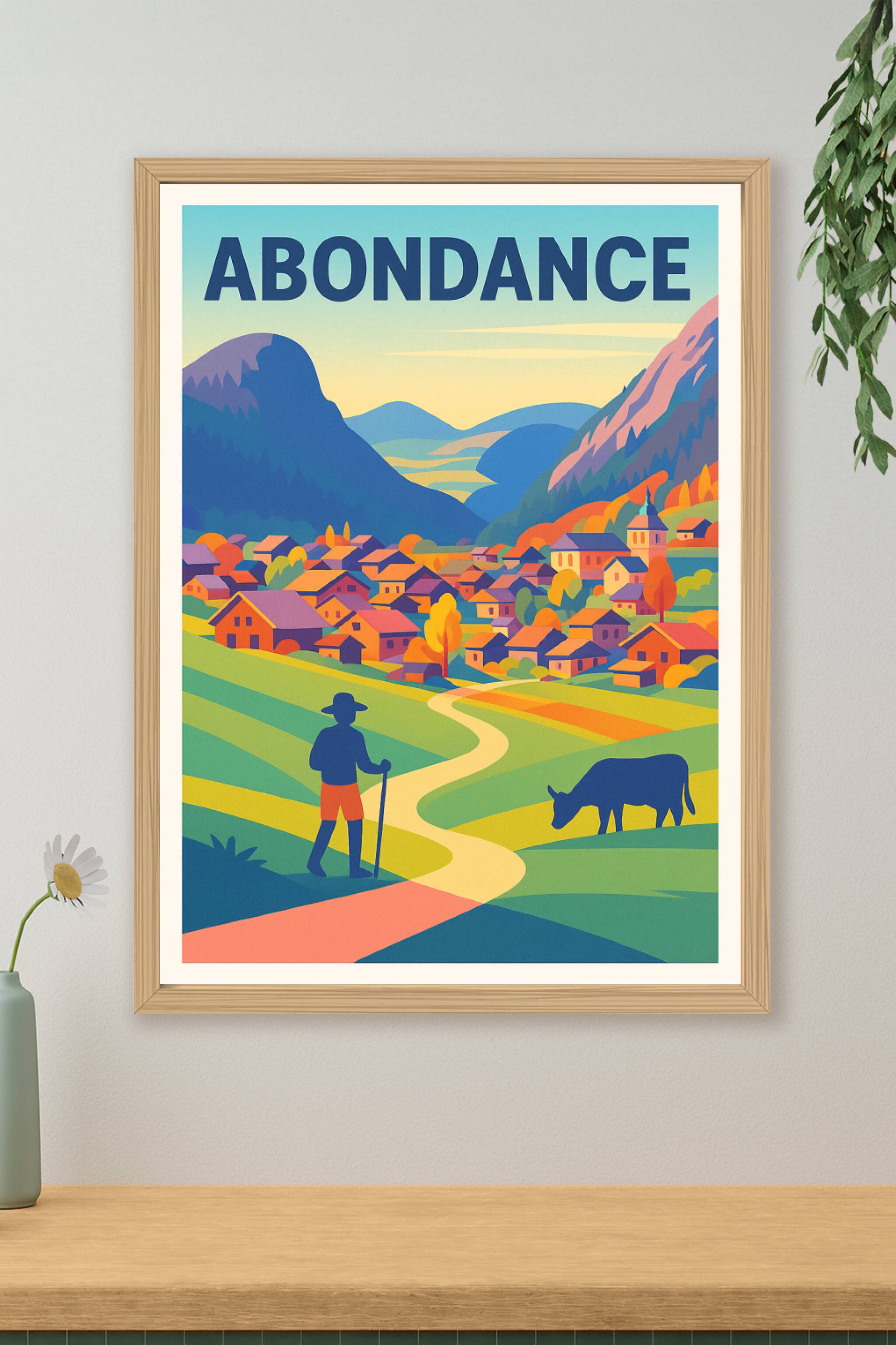 Affiche de Abondance - Charme bucolique et patrimoine montagnard