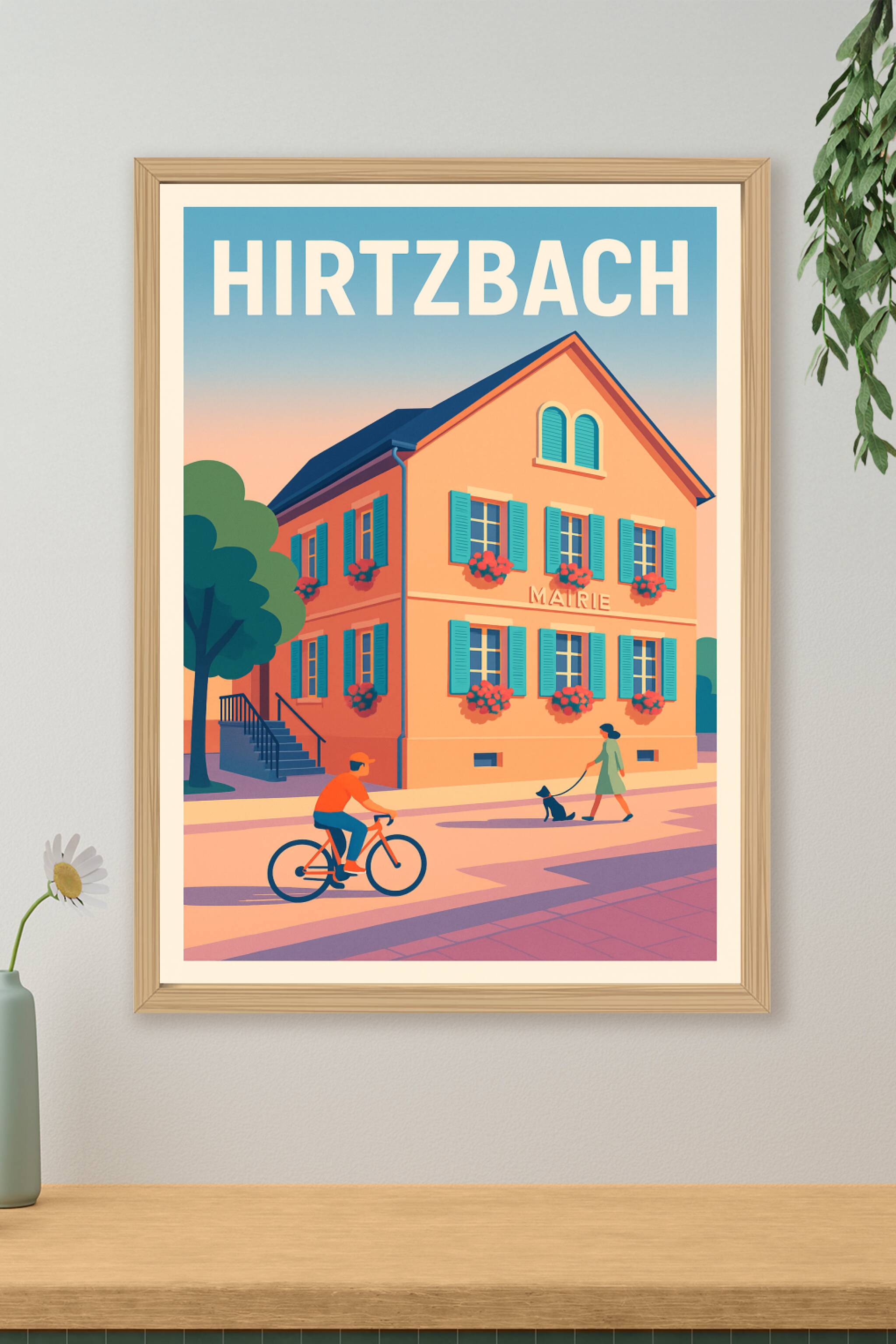 Affiche de Hirtzbach - Charme et douceur de la mairie en lumière du soir