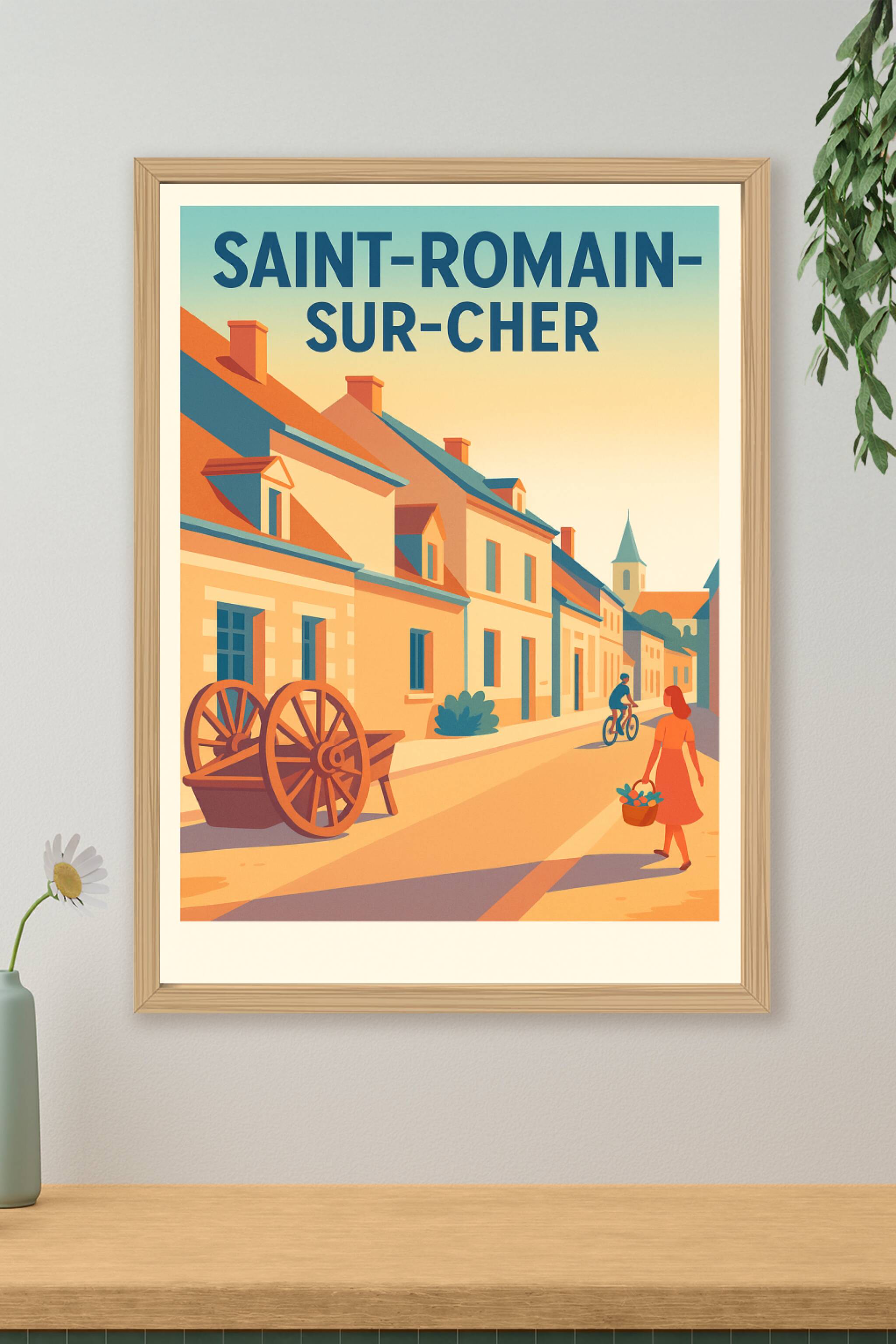 Affiche de Saint-Romain-sur-Cher - Charme intemporel d'un village pittoresque