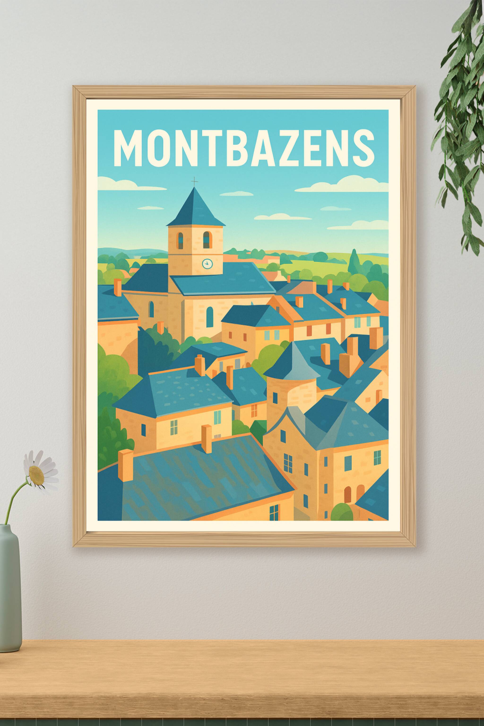 Affiche de Montbazens - Une vue paisible sur le village aux toits bleus