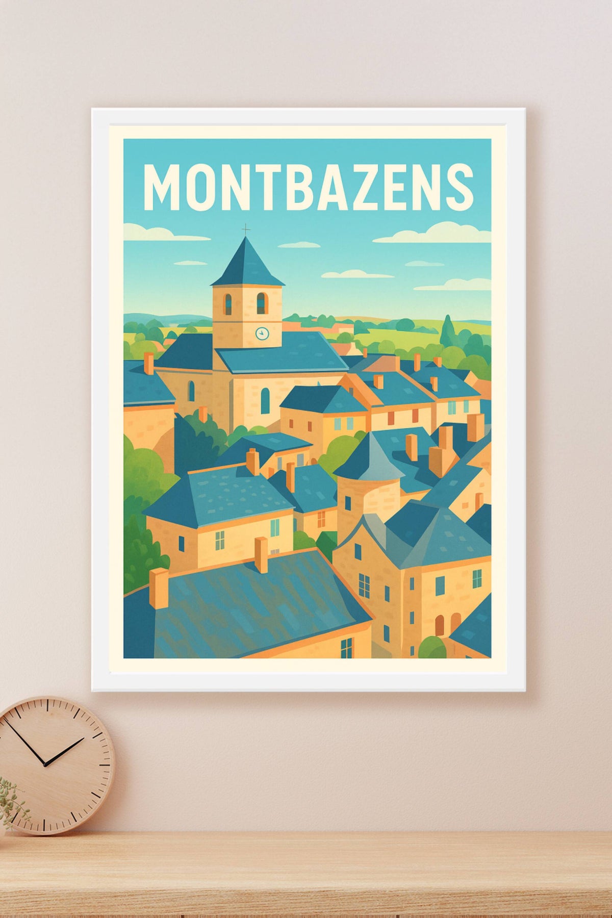 Affiche de Montbazens - Une vue paisible sur le village aux toits bleus