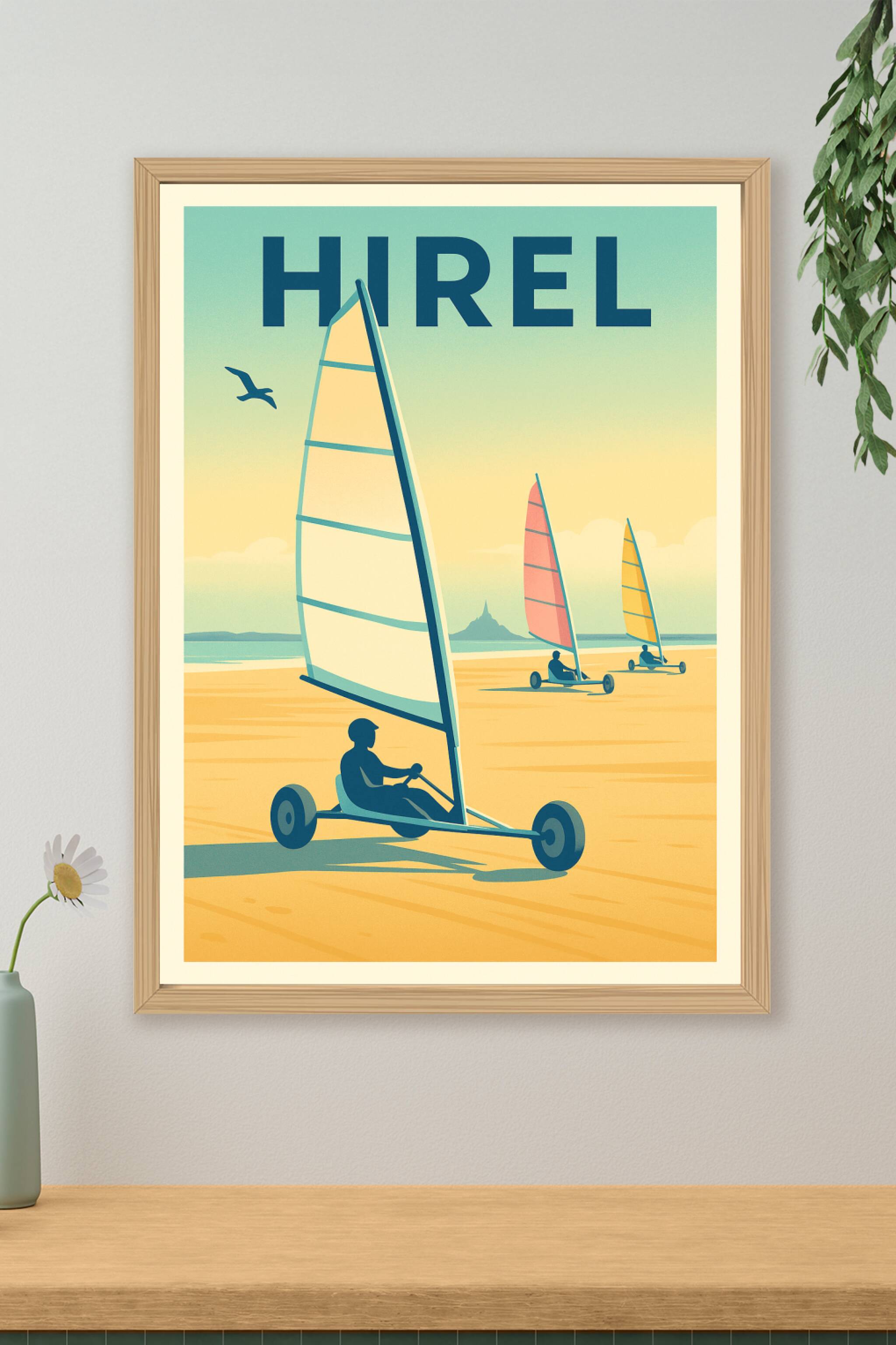 Affiche de Hirel - Vent et liberté sur la plage