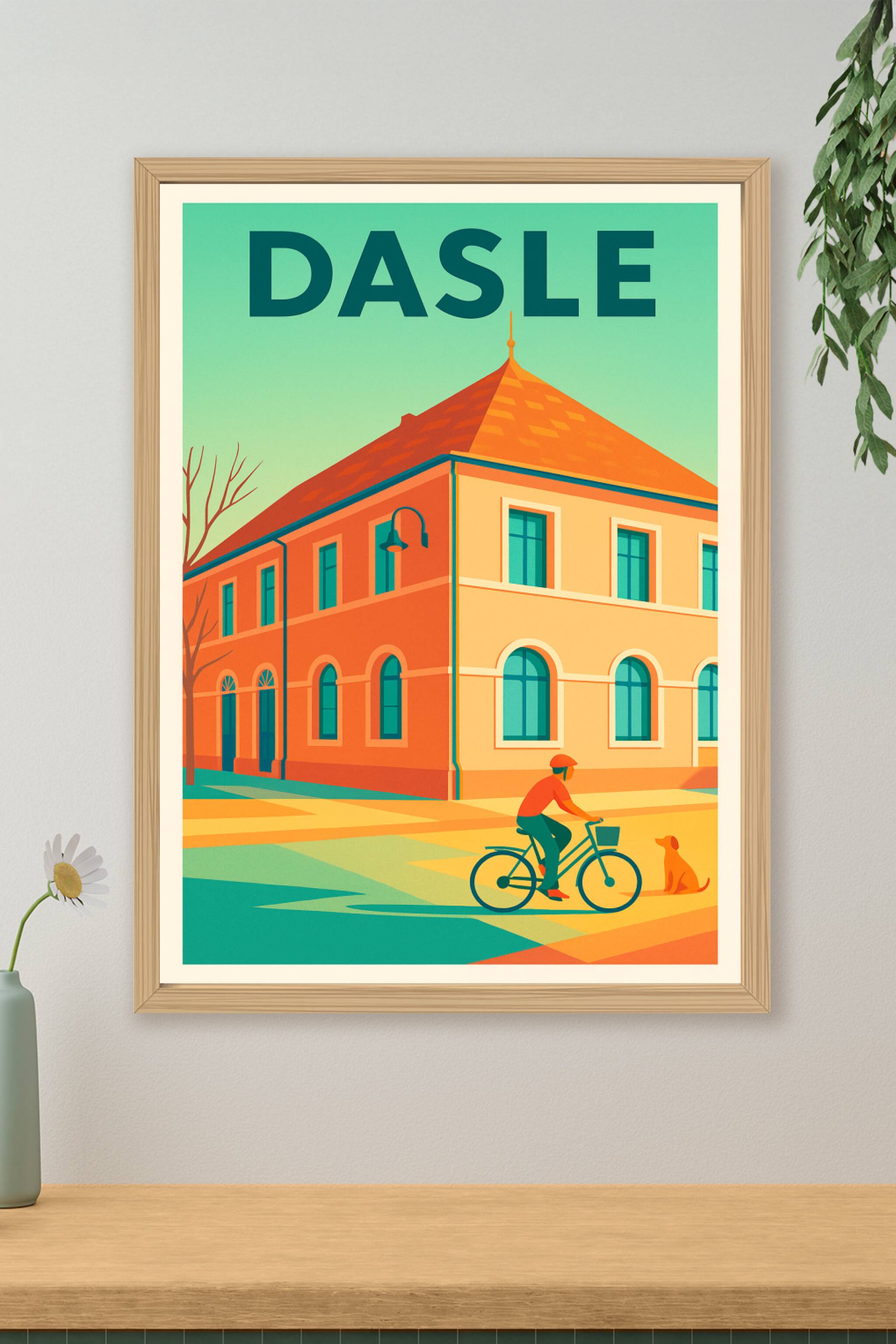 Affiche de Dasle - Charme et tranquillité en illustration vintage