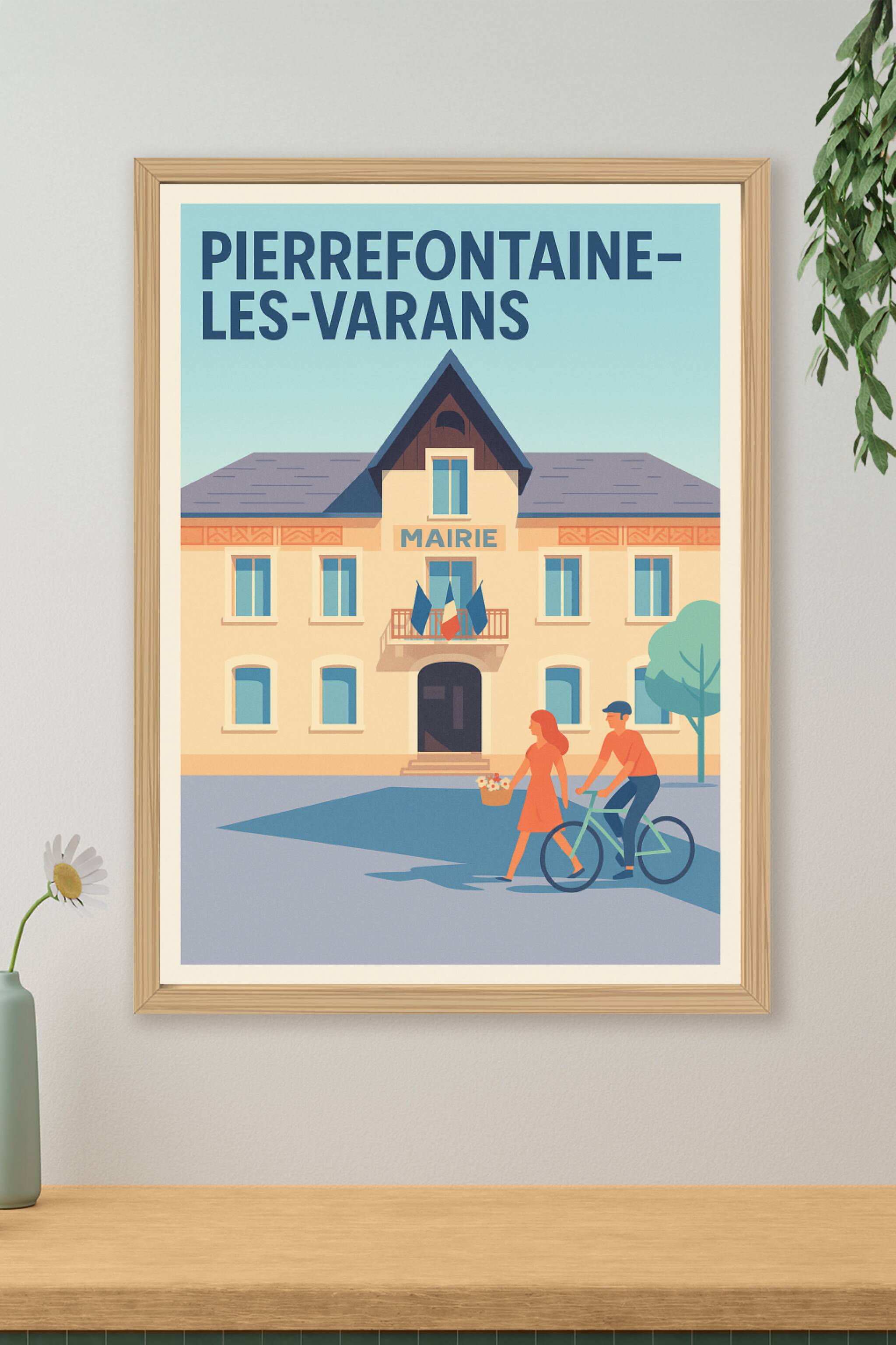 Affiche de Pierrefontaine-les-Varans - Charme paisible en illustration vintage