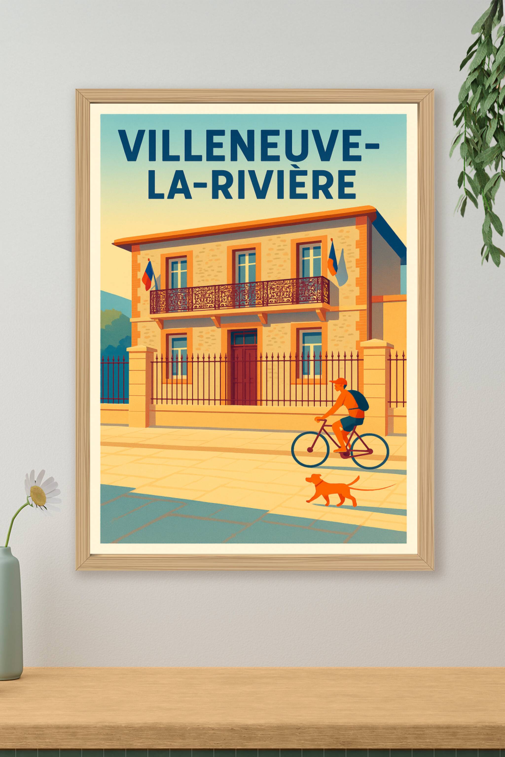 Affiche de Villeneuve-la-Rivière - Charme paisible d'une petite ville