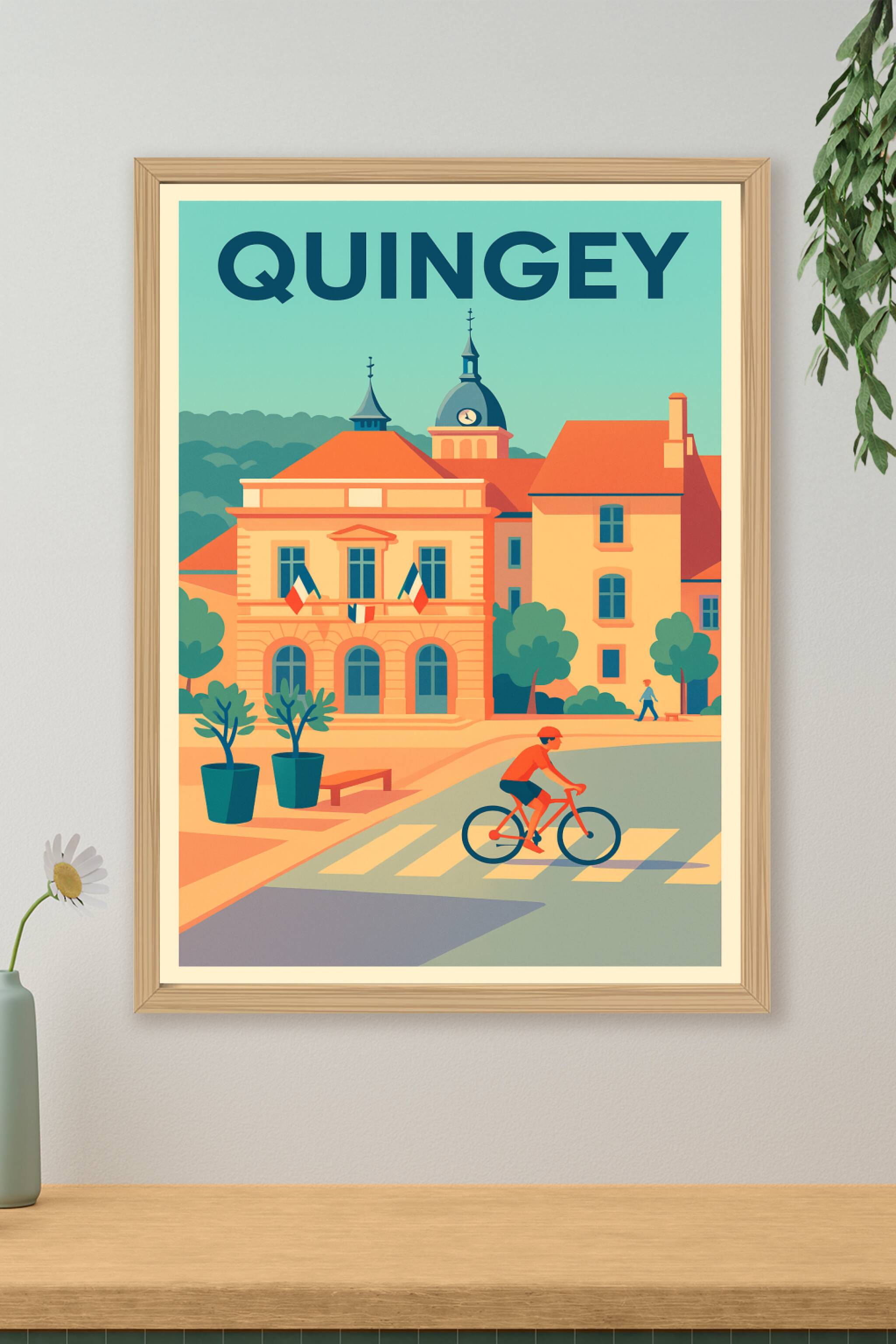 Affiche de Quingey - Charme et tranquillité en illustration rétro