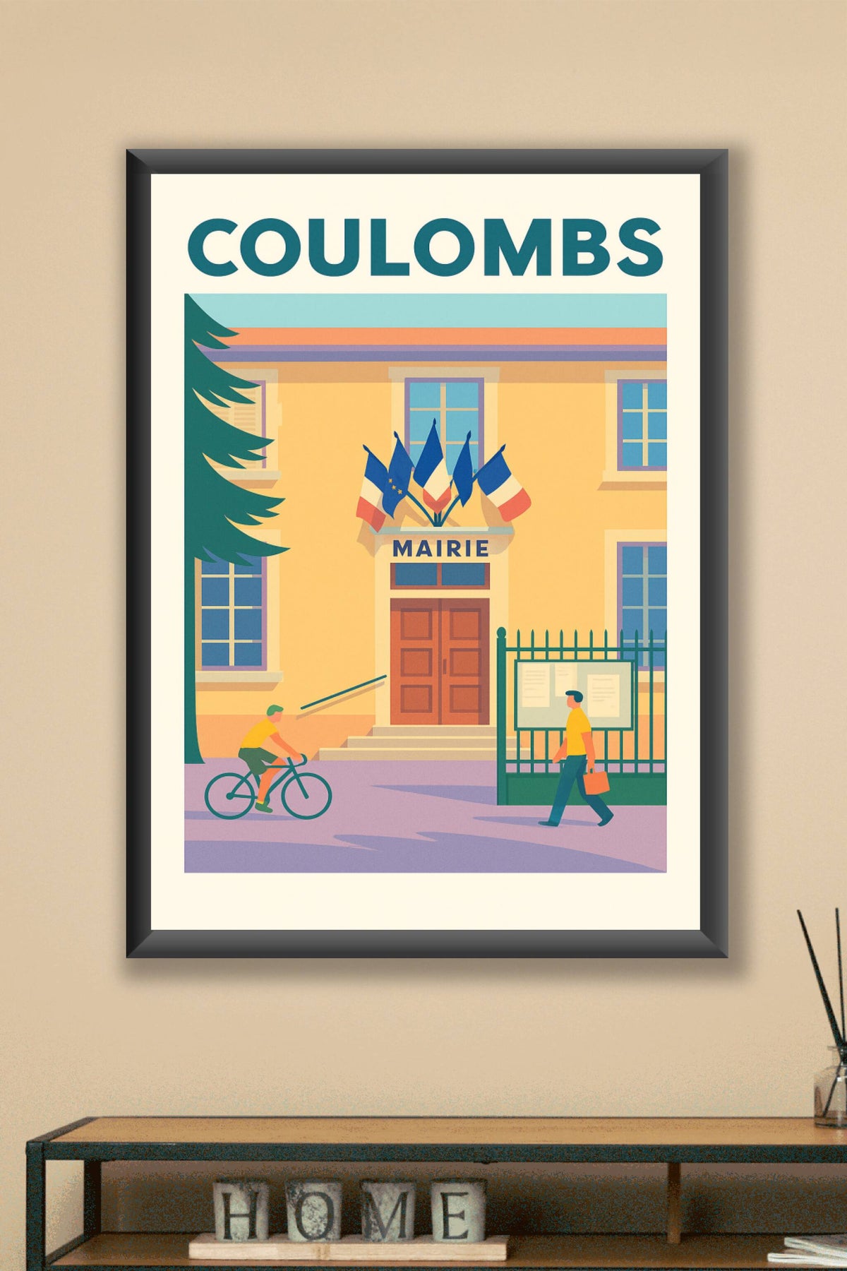 Affiche de Coulombs - Charme et vie locale autour de la Mairie