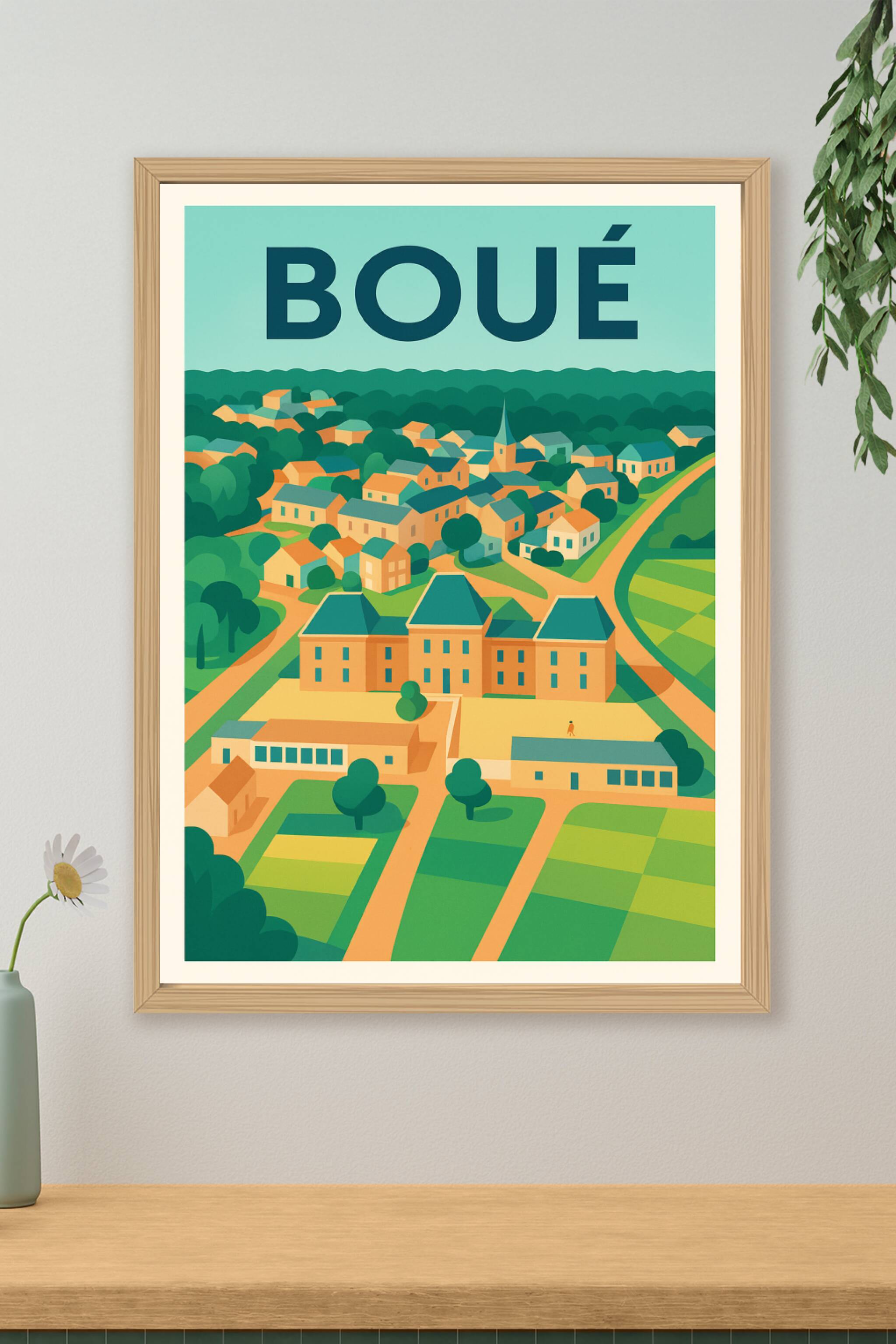Affiche de Boué - Charme et sérénité d'un village pittoresque