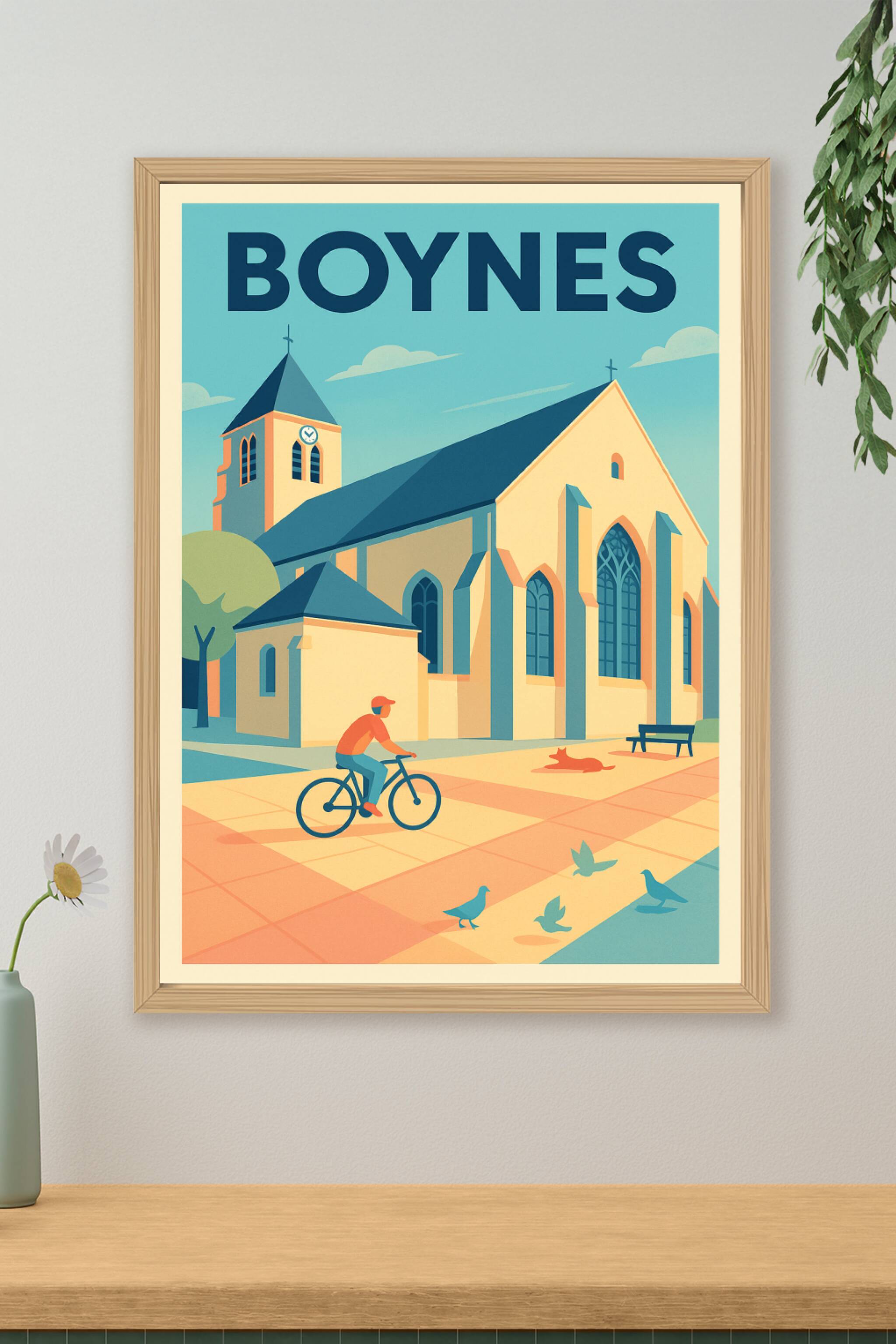 Affiche de Boynes - L'église au cœur de la douceur de vivre