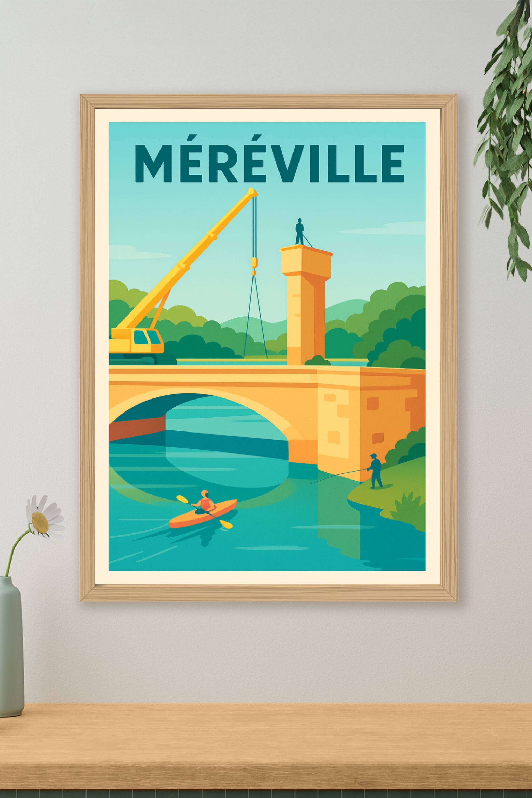 Affiche de Méréville - Évasion aquatique et patrimoine en couleur