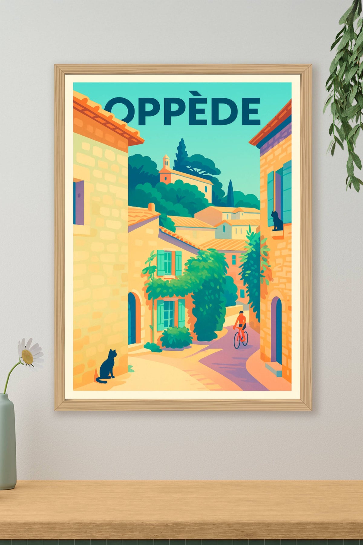 Affiche de Oppède - L'authenticité provençale à vélo