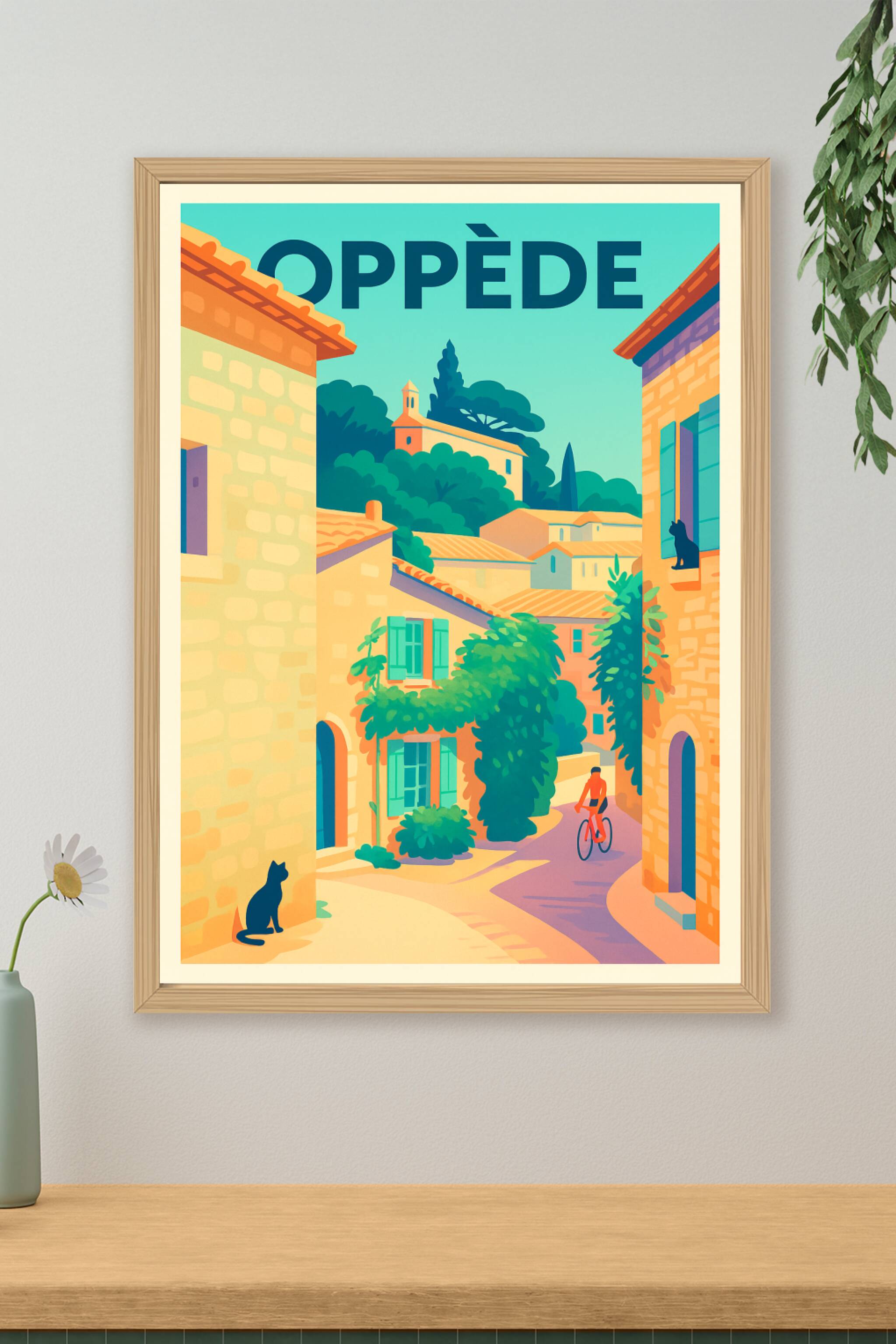 Affiche de Oppède - L'authenticité provençale à vélo