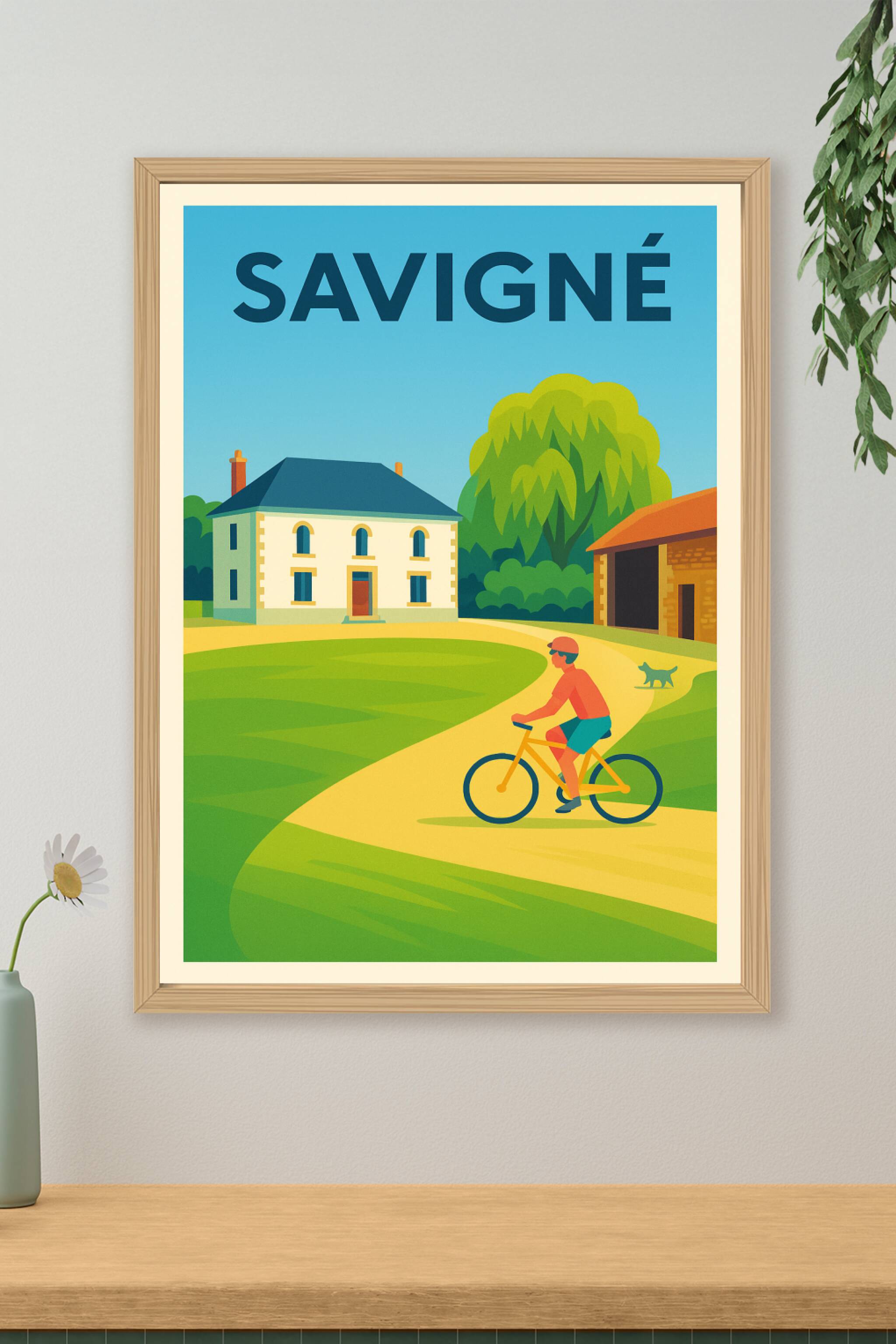 Affiche de Savigné - Ambiance paisible et campagne ensoleillée