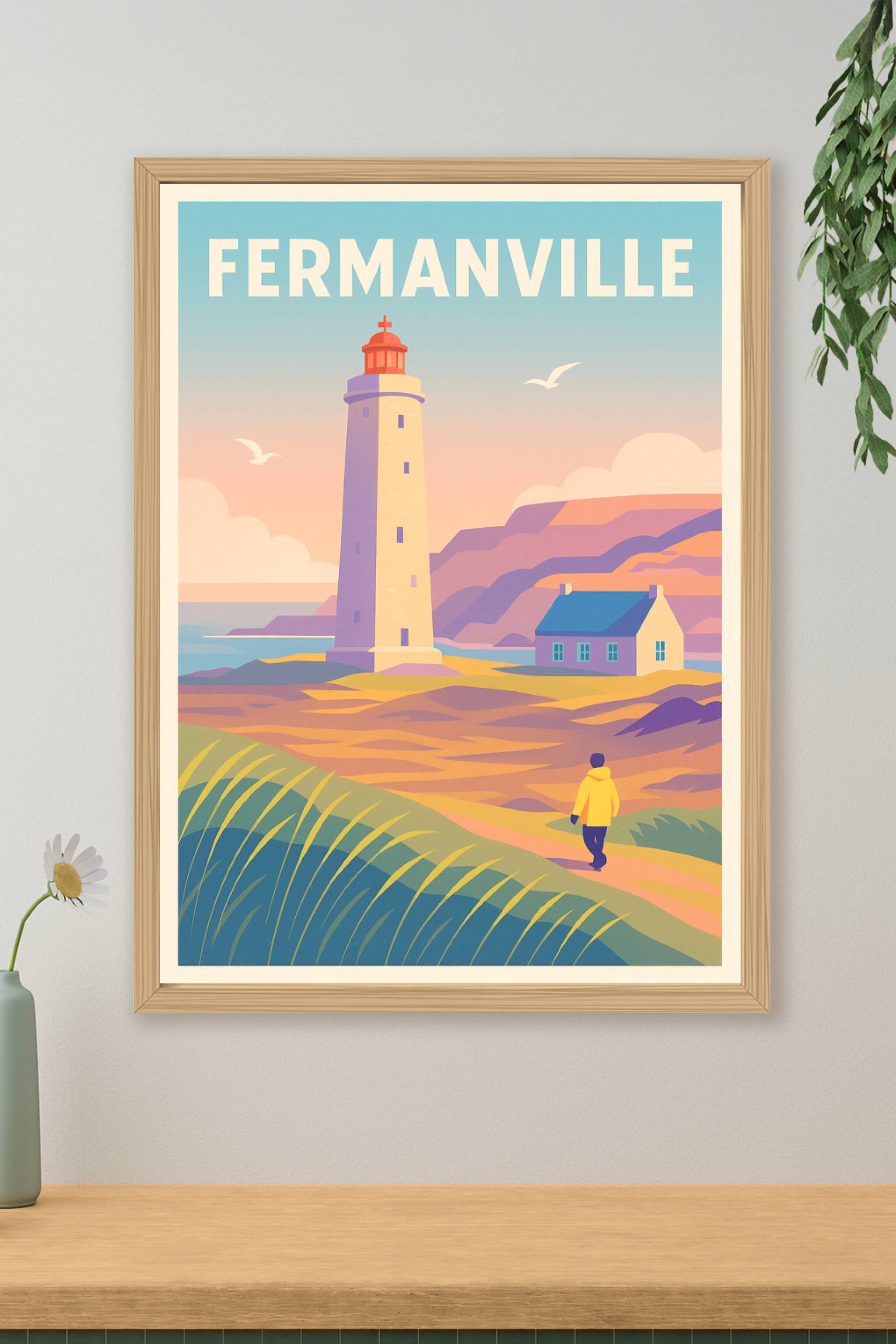 Affiche de Fermanville - Flânerie au phare de la côte normande