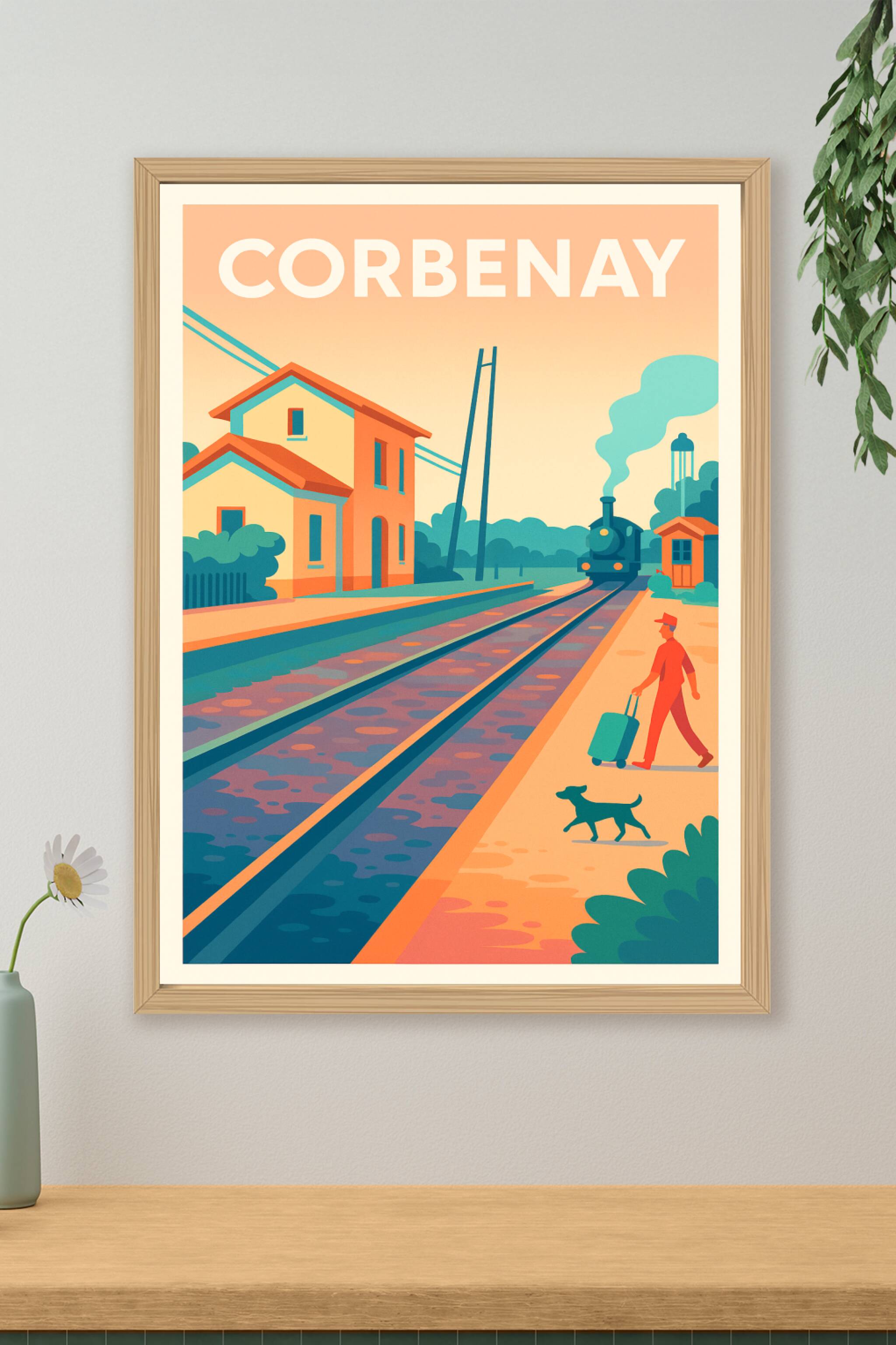 Affiche de Corbenay - L'élégance d'une halte ferroviaire vintage