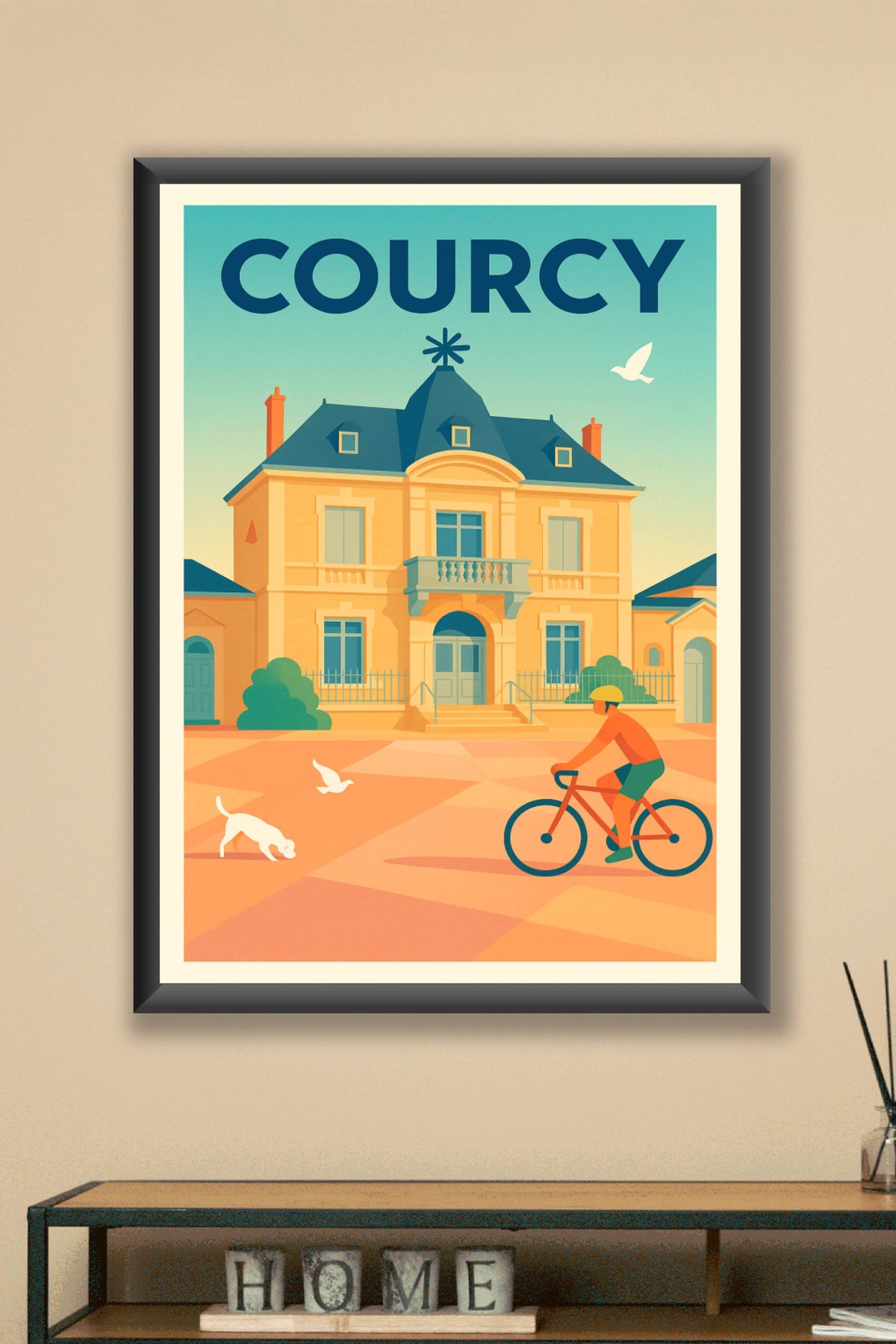 Affiche de Courcy - Élégance et Sérénité à Vélo