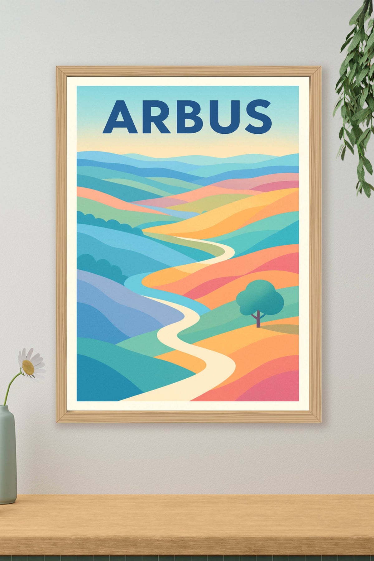 Affiche de Arbus - Voyage coloré au cœur des paysages vallonnés
