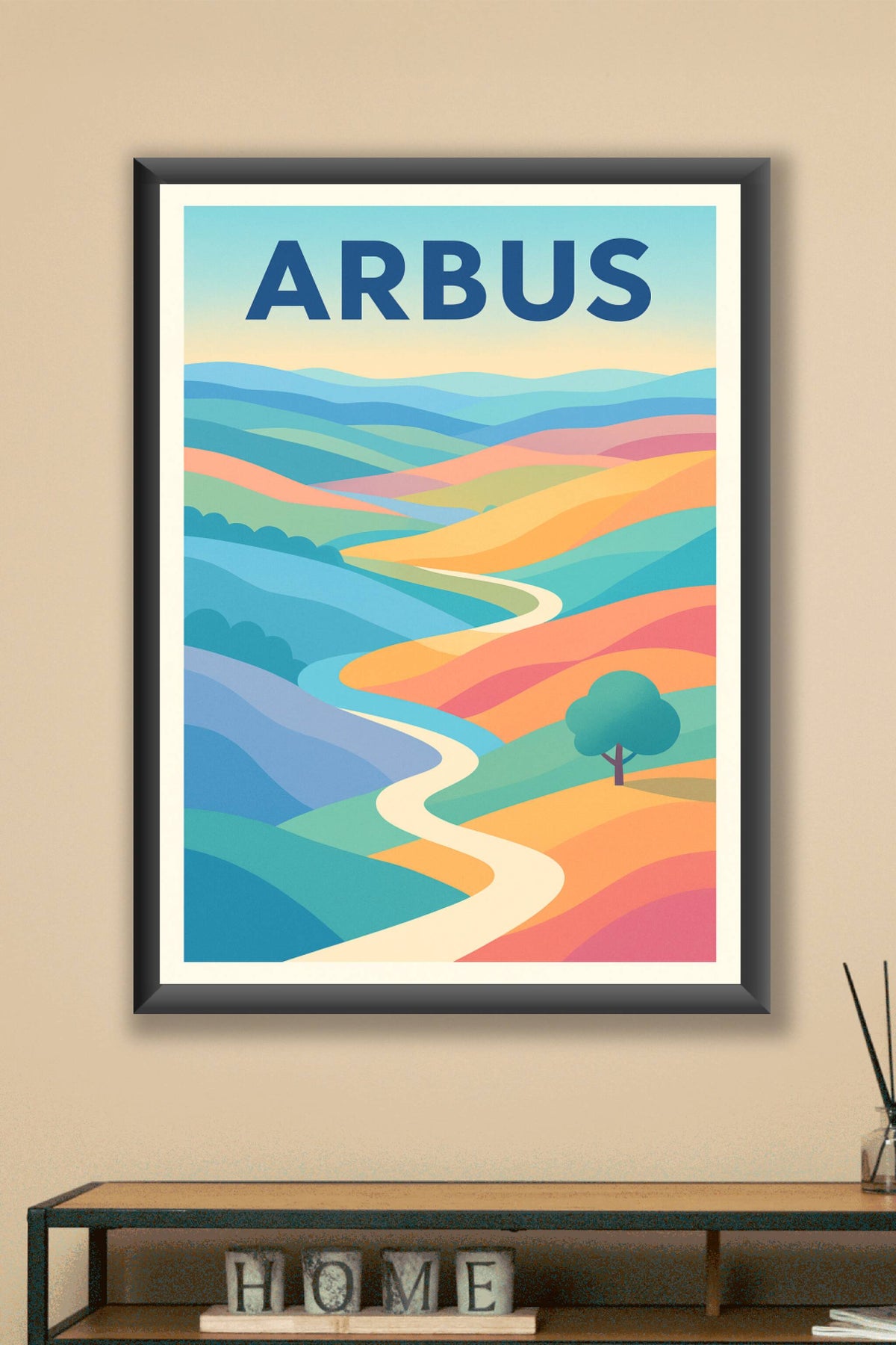 Affiche de Arbus - Voyage coloré au cœur des paysages vallonnés
