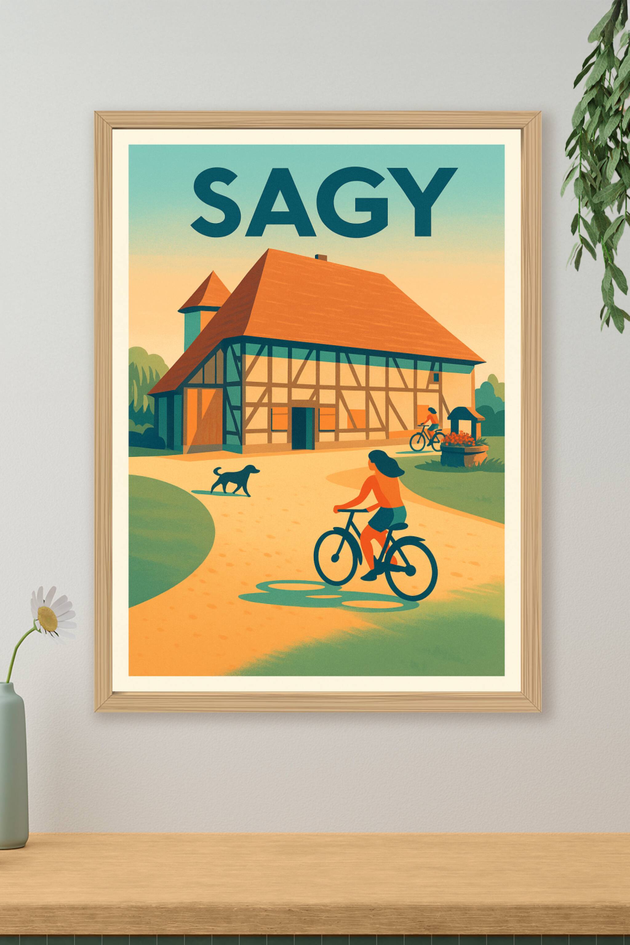 Affiche de Sagy - Ambiance bucolique à vélo