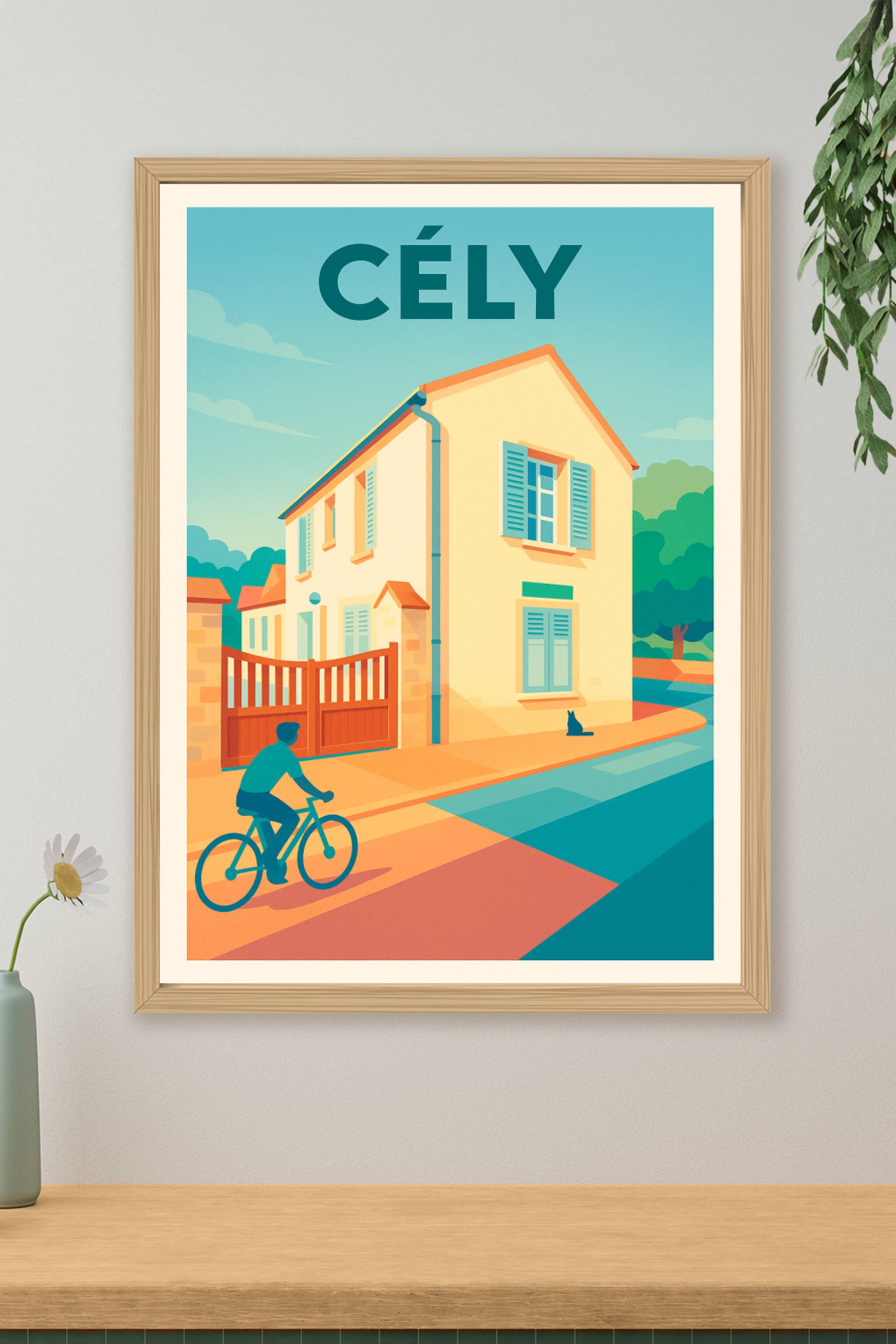 Affiche de Cély - Le charme paisible d'une maison de village ensoleillée