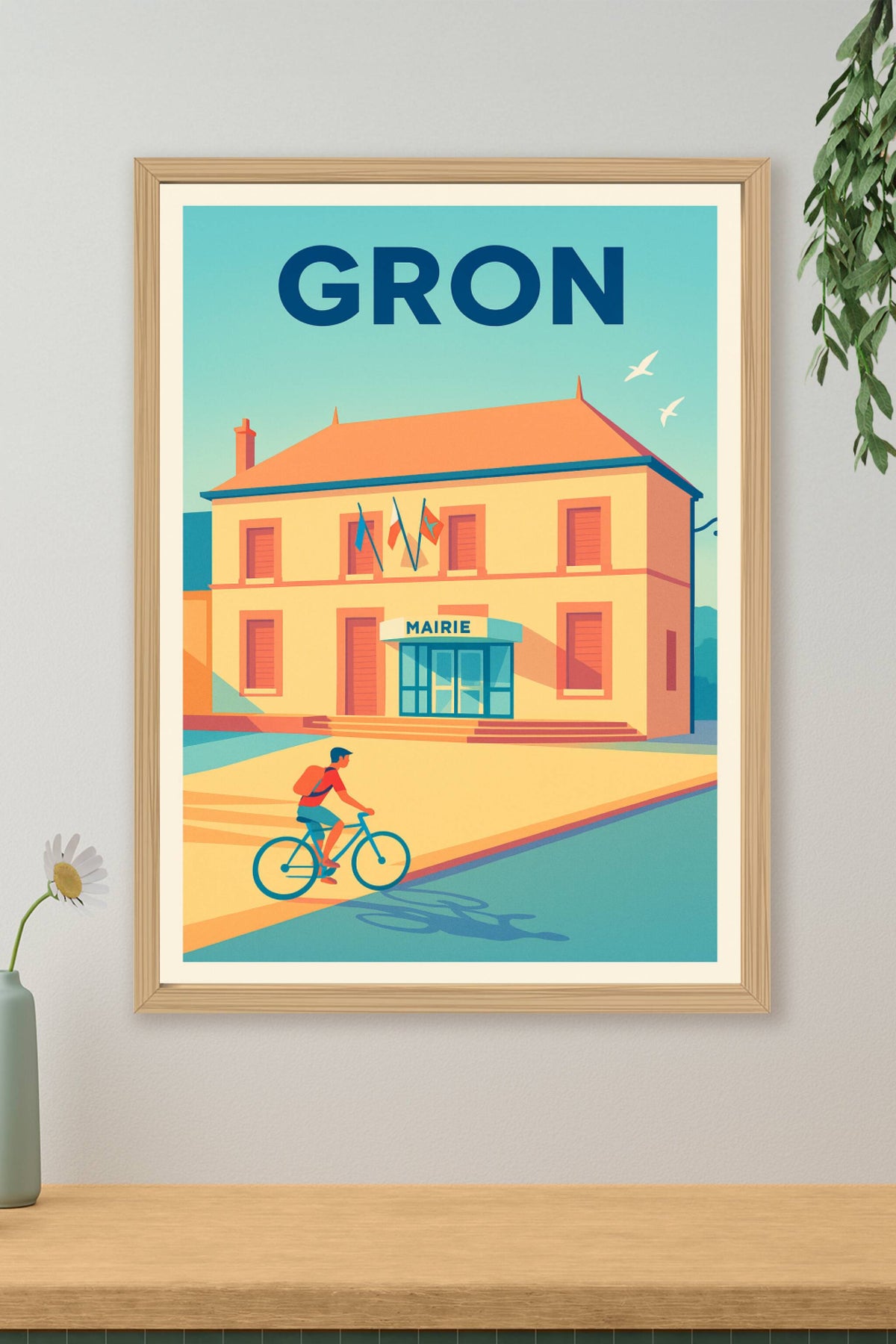 Affiche de Gron - L'élégance tranquille de la mairie