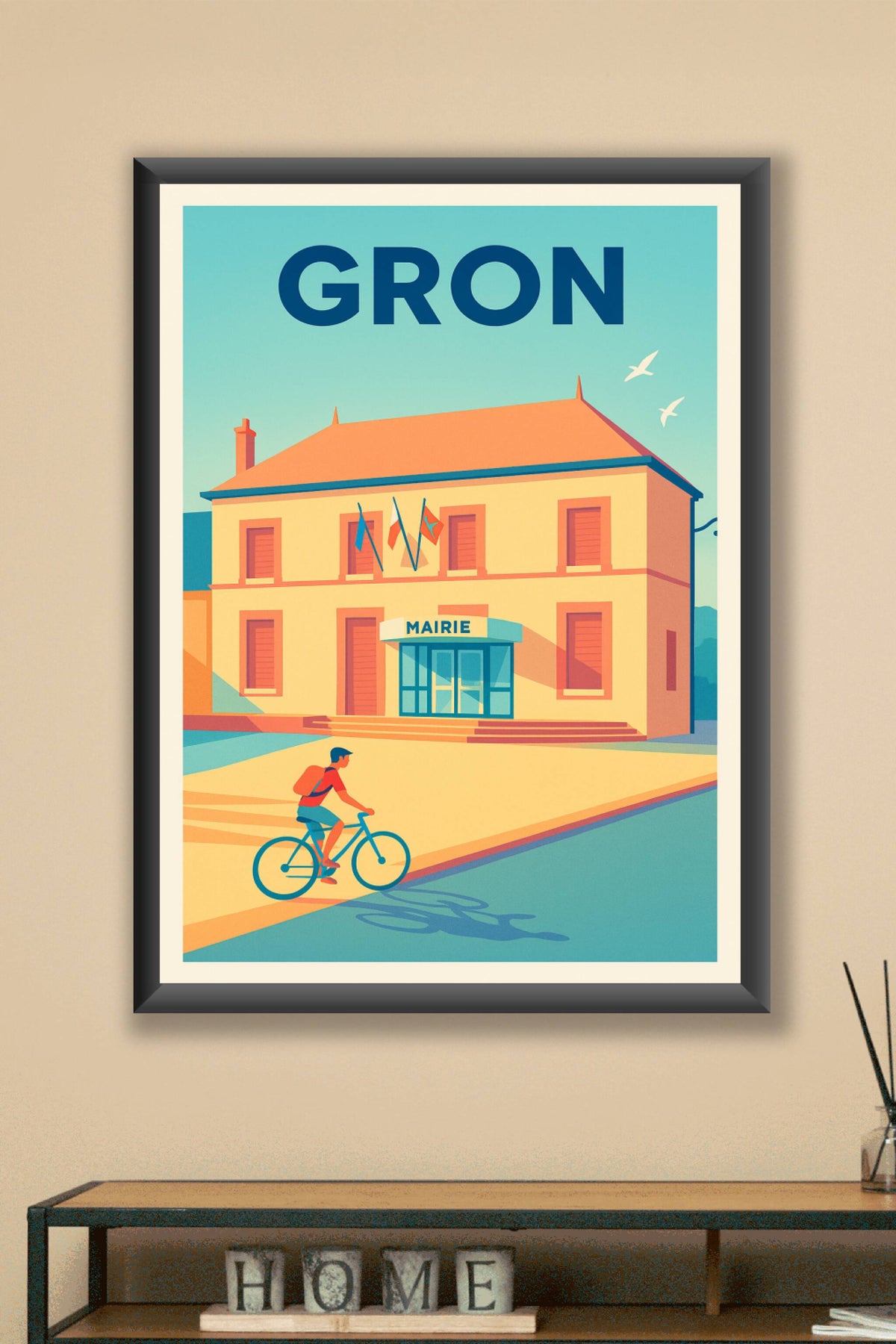 Affiche de Gron - L'élégance tranquille de la mairie