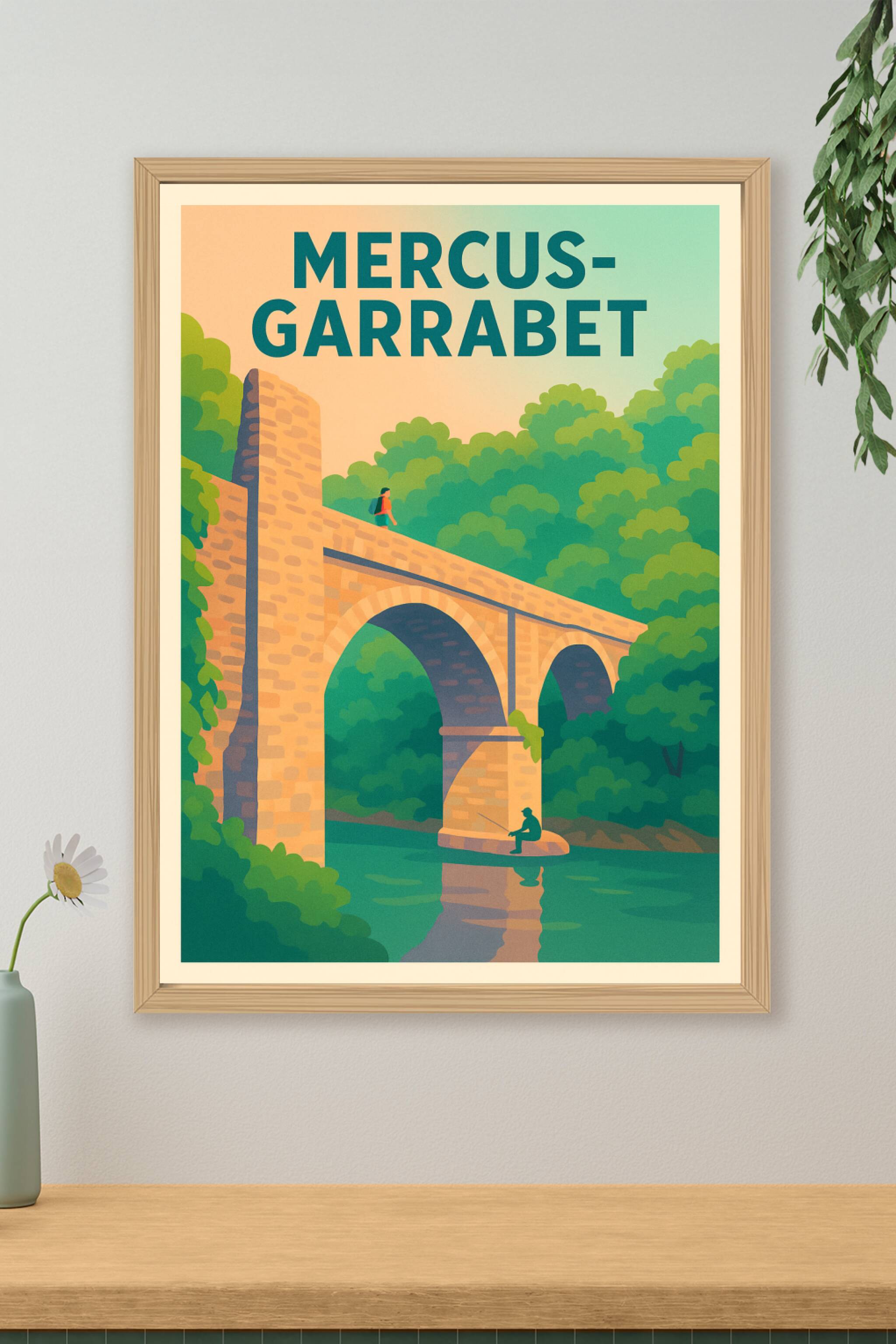 Affiche de Mercus-Garrabet - L'élégance tranquille du Pont en pierre