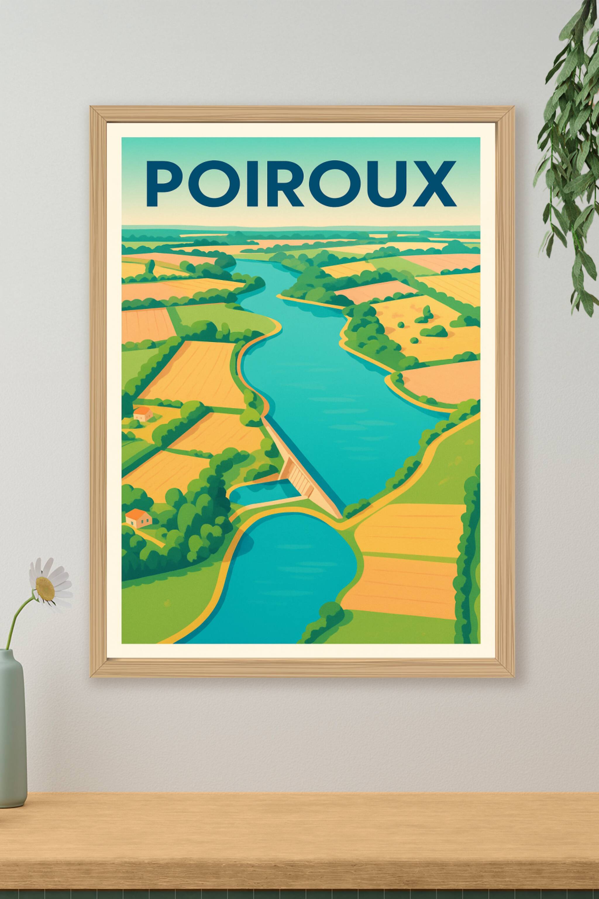 Affiche de Poiroux - Harmonie naturelle entre rivière et campagne