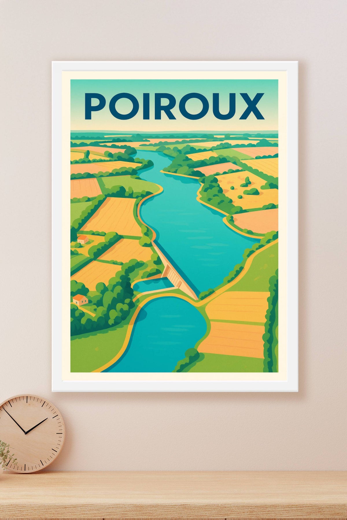 Affiche de Poiroux - Harmonie naturelle entre rivière et campagne