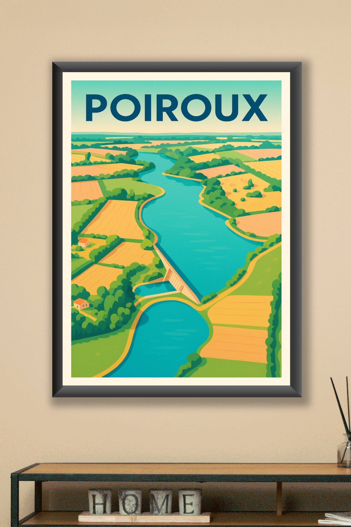 Affiche de Poiroux - Harmonie naturelle entre rivière et campagne