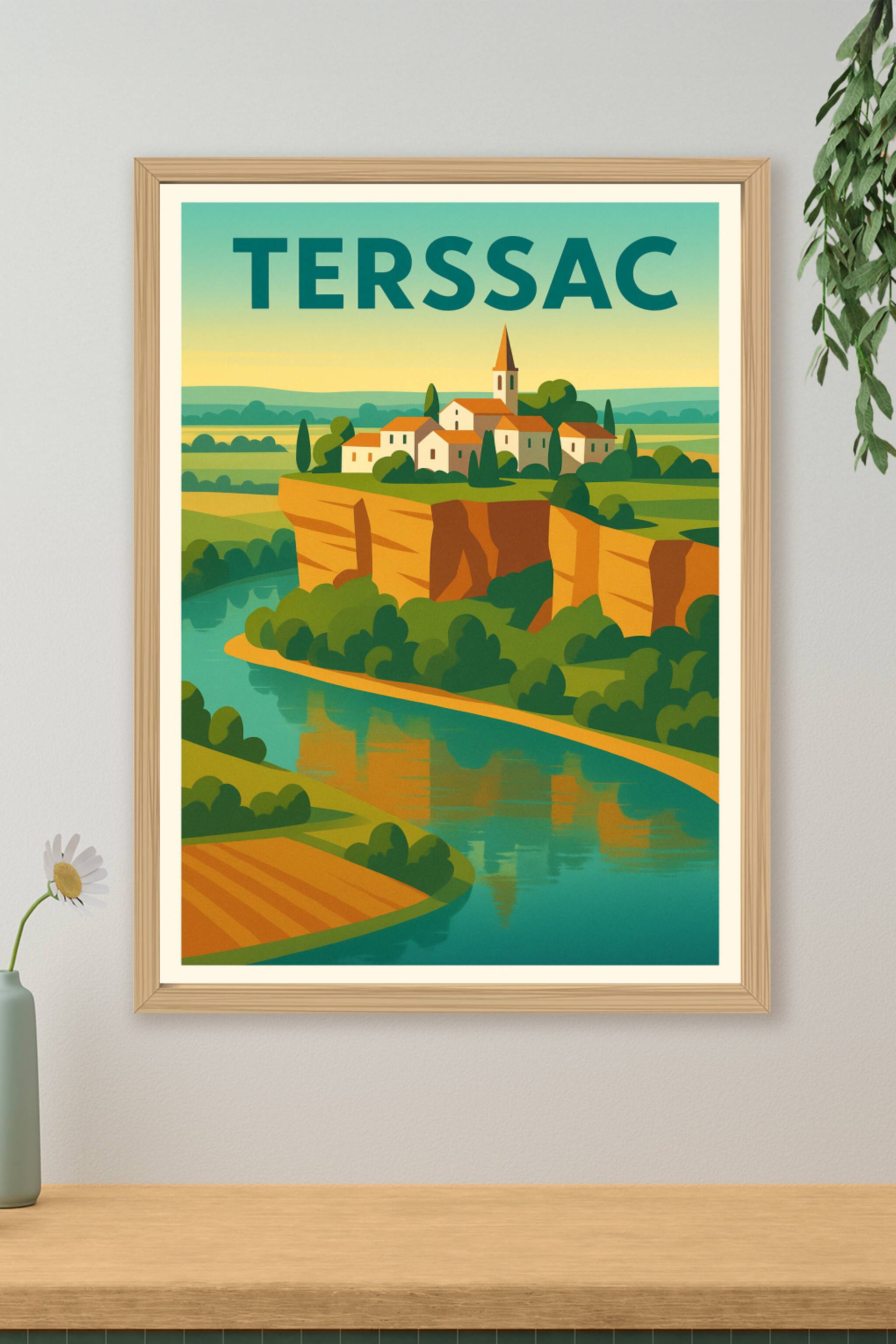 Affiche de Terssac - Le charme paisible de la campagne surplombant la rivière