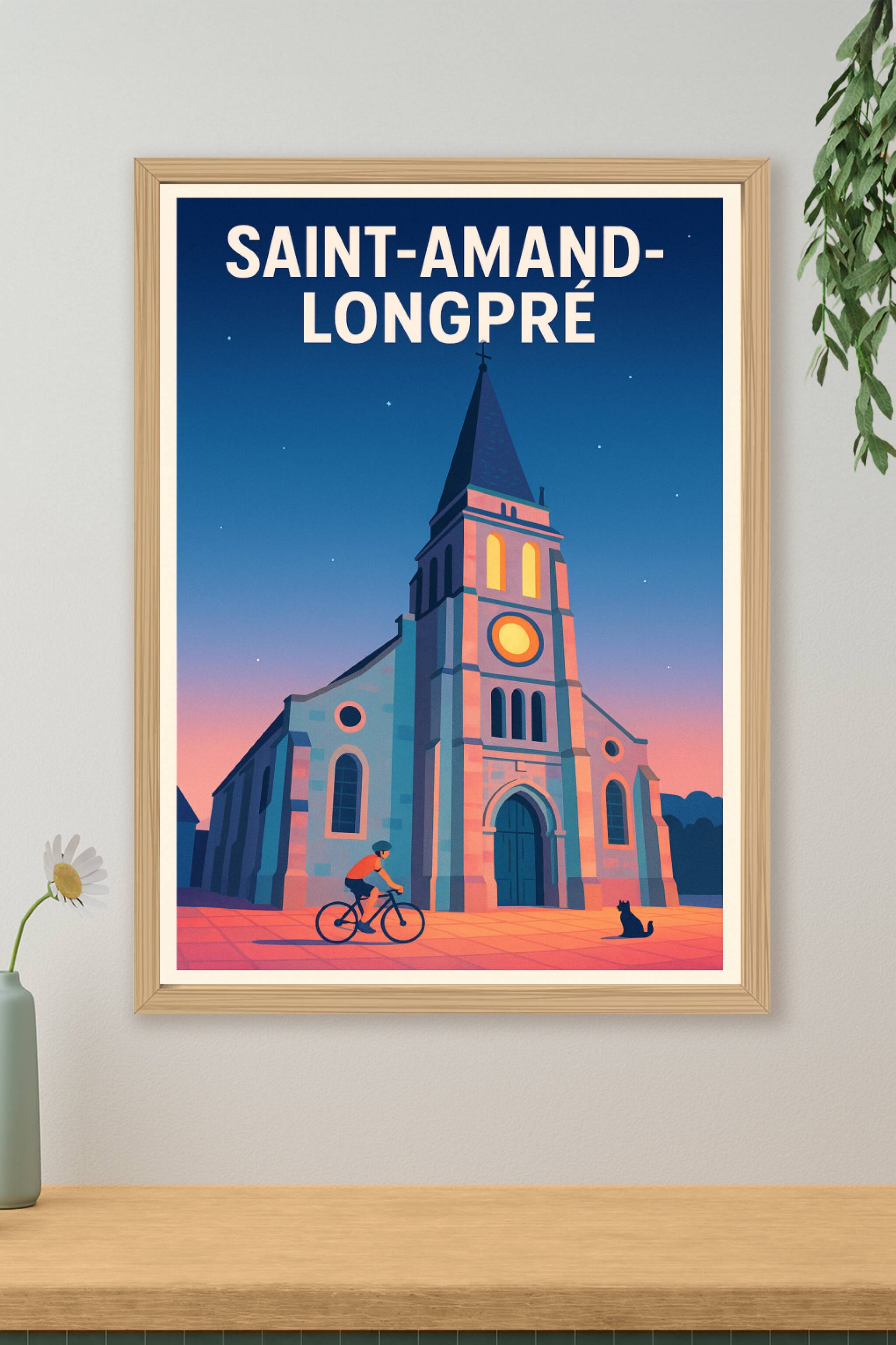 Affiche de Saint-Amand-Longpré - Charme du patrimoine au crépuscule
