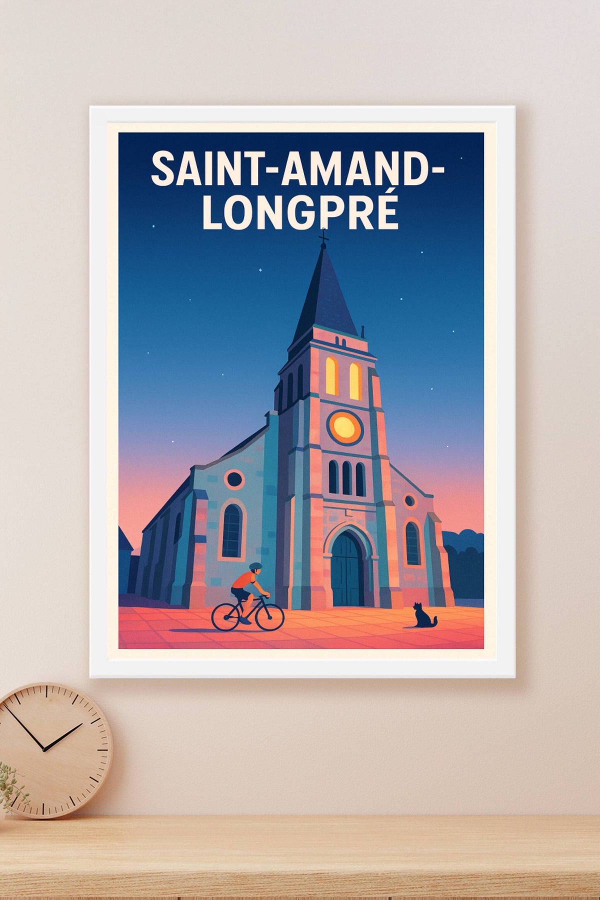 Affiche de Saint-Amand-Longpré - Charme du patrimoine au crépuscule