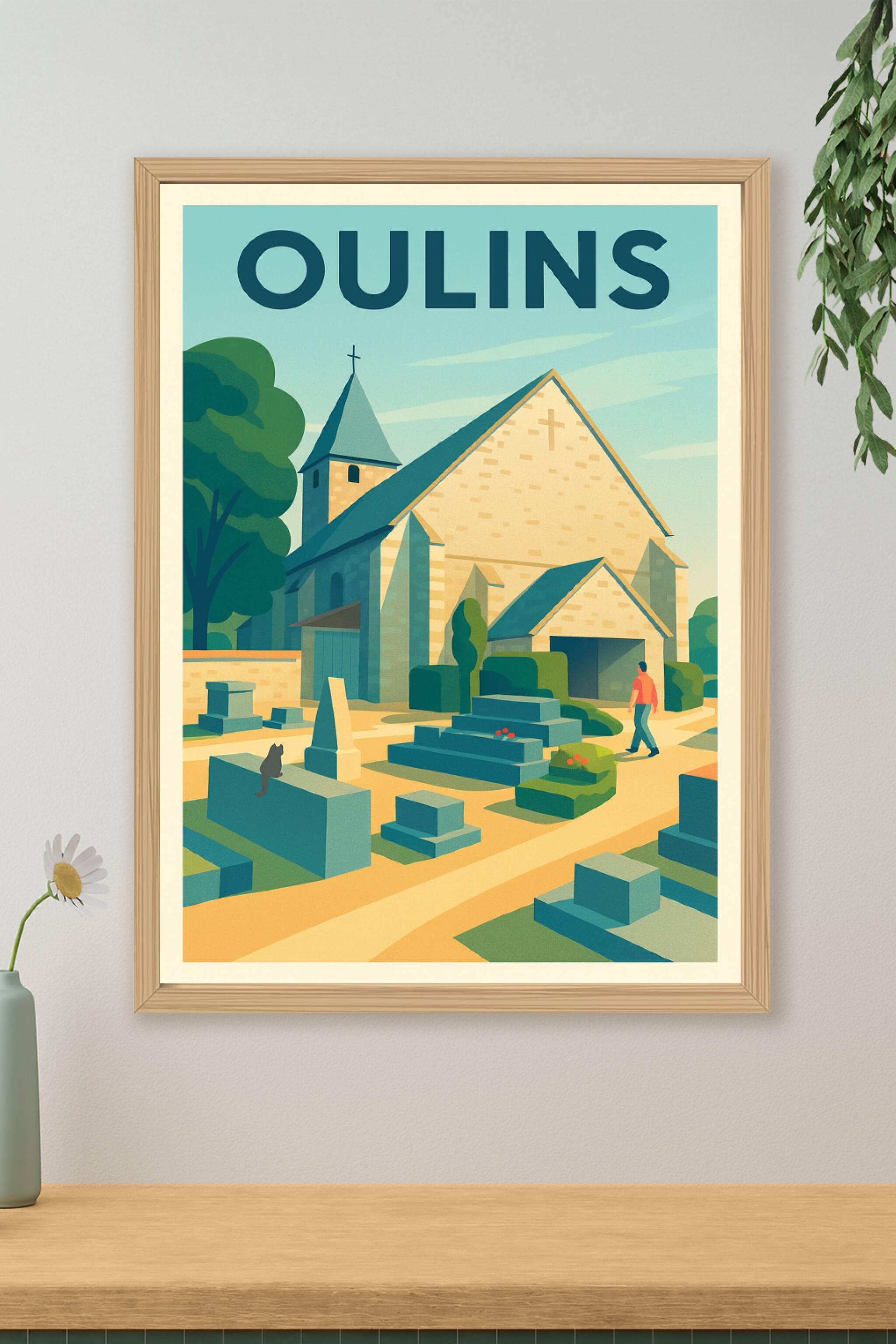 Affiche de Oulins - Charme intemporel de l'église du village