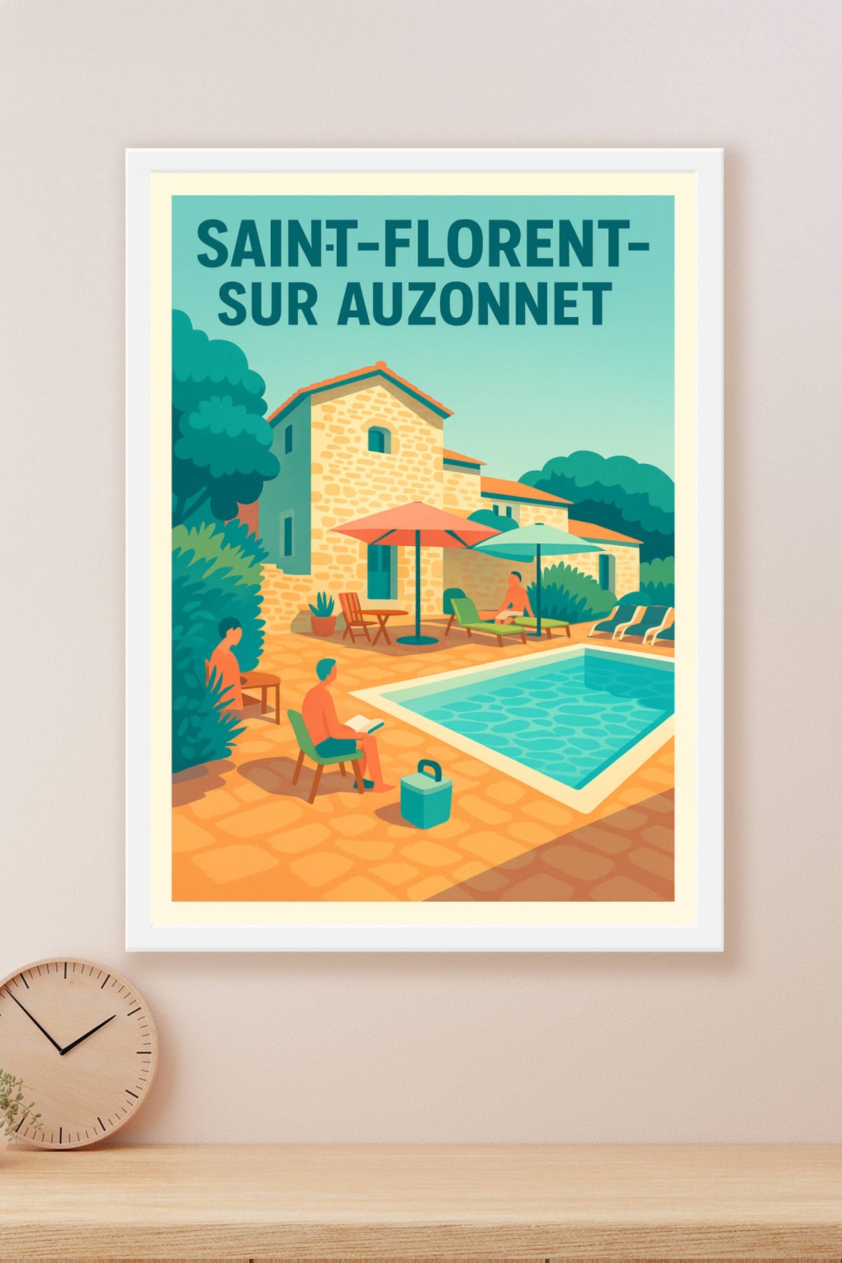Affiche de Saint-Florent-sur-Auzonnet - Ambiance détente au bord de la piscine