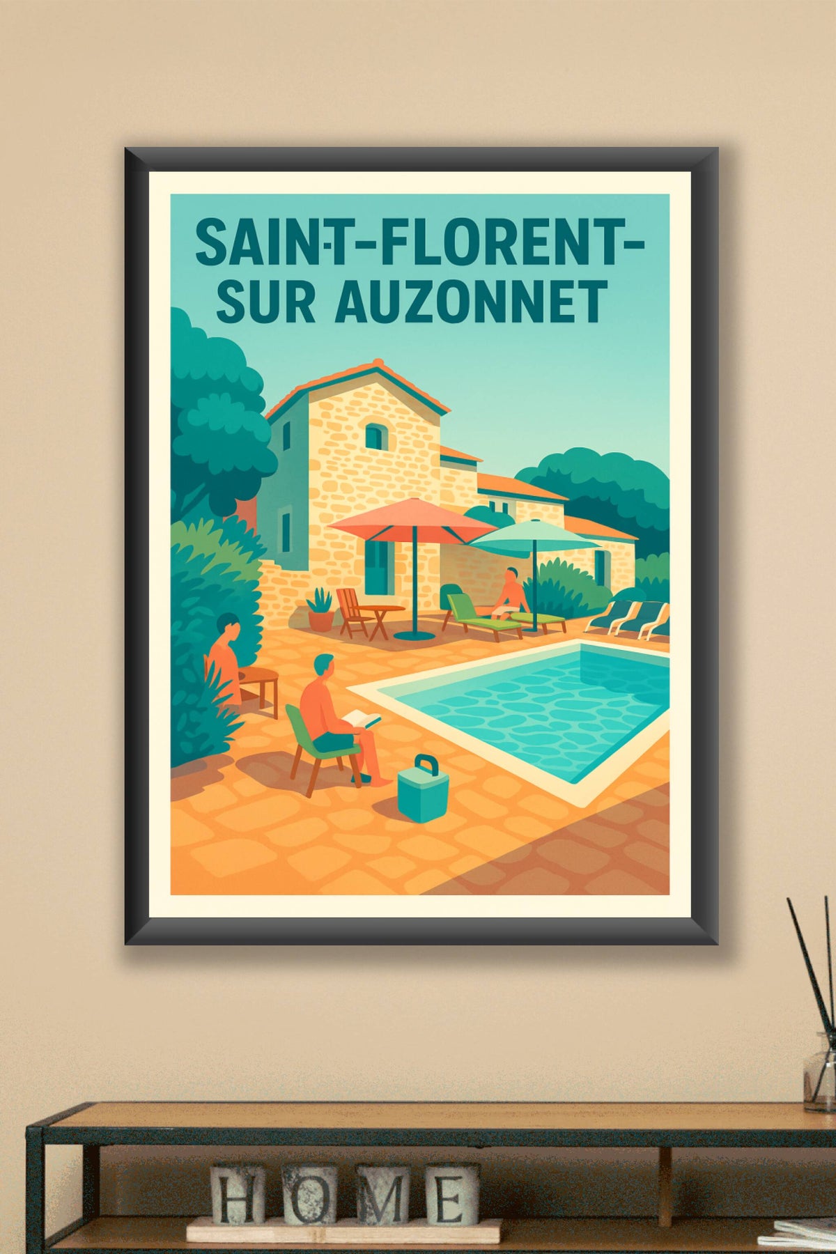 Affiche de Saint-Florent-sur-Auzonnet - Ambiance détente au bord de la piscine